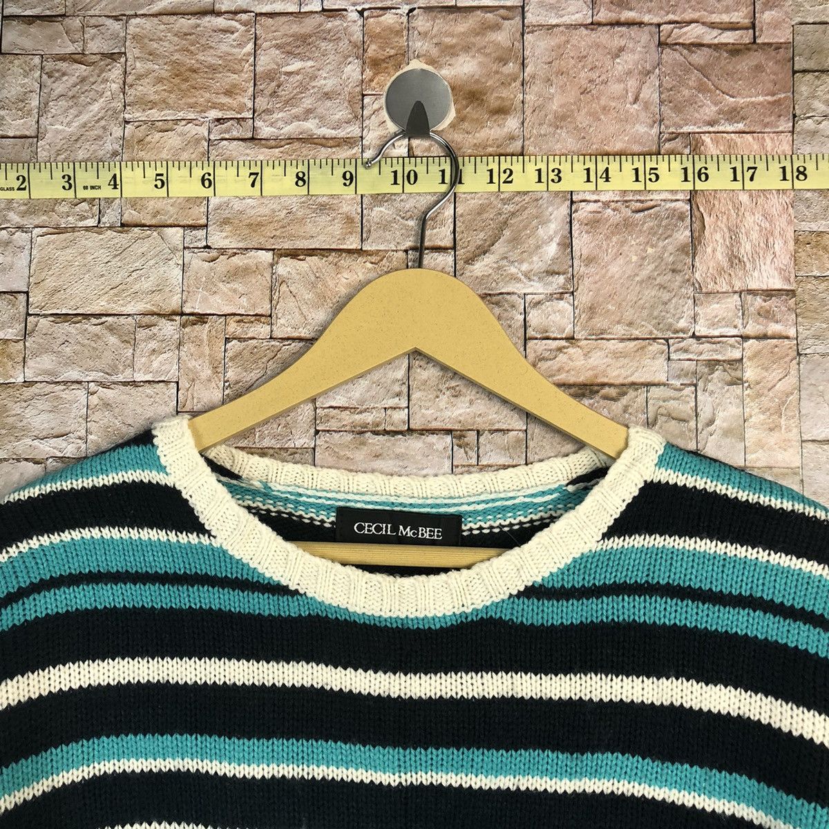 Designer × Japanese Brand × OVER THE STRiPES Cecil Mcbee Green Stripe Knitwear #A766 Size M / US 6-8 / IT 42-44 - 4 Thumbnail