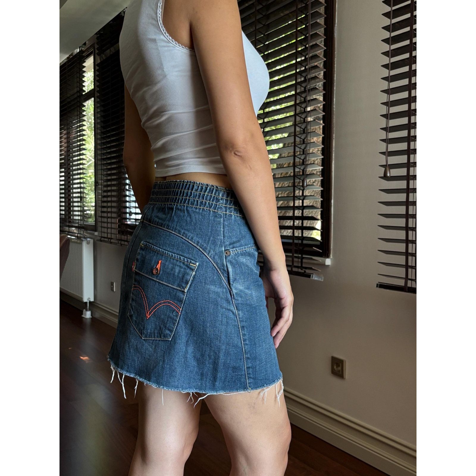 Levi's Levi's Red Skirt Y2K High Waist Orange Stitch Size S/M Size 27" / US 4 / IT 40 - 3 Thumbnail