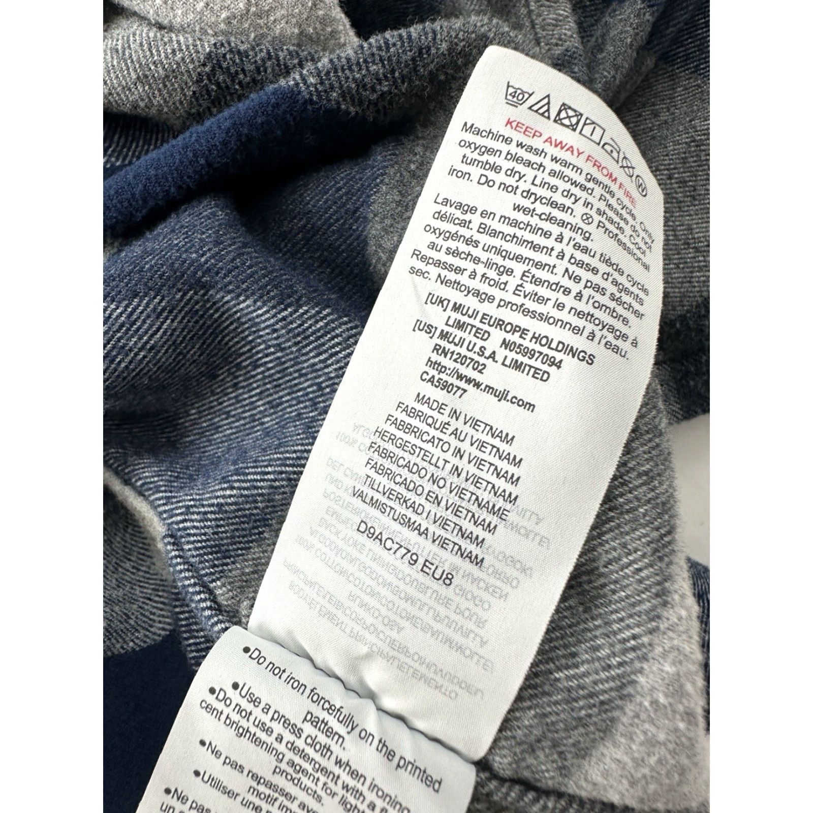 Muji Muji Shirt Mens XS Blue Buffalo Plaid Button-Up Long Sleeve Size US XS / EU 42 / 0 - 3 Thumbnail
