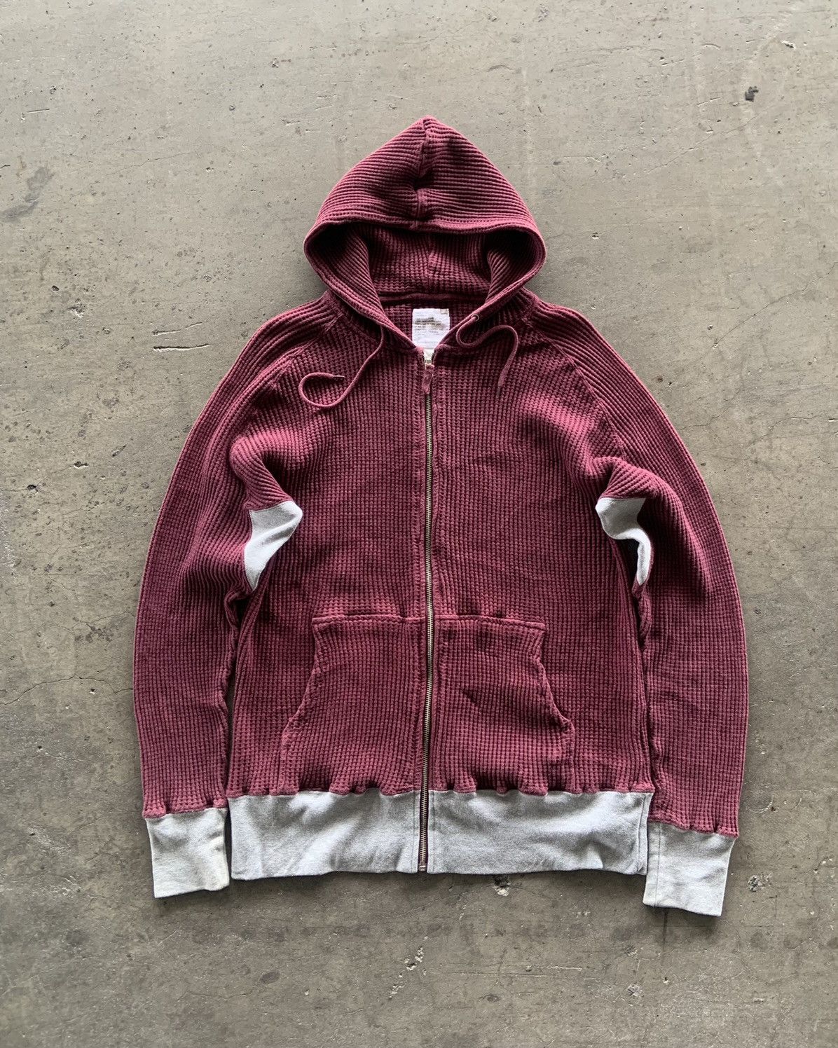 Japanese Brand × Woolrich Woolen Mills 1990s Woolrich Thermal Wear Burgundy Zip Up Hoodie Size US XL / EU 56 / 4 - 1 Thumbnail
