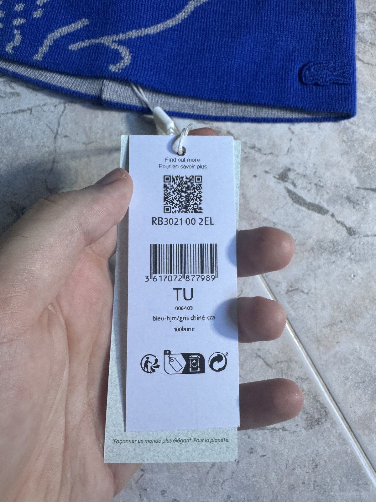 Lacoste NWT Lacoste 100% Wool Beanie - Electric Blue Size ONE SIZE - 2 Thumbnail
