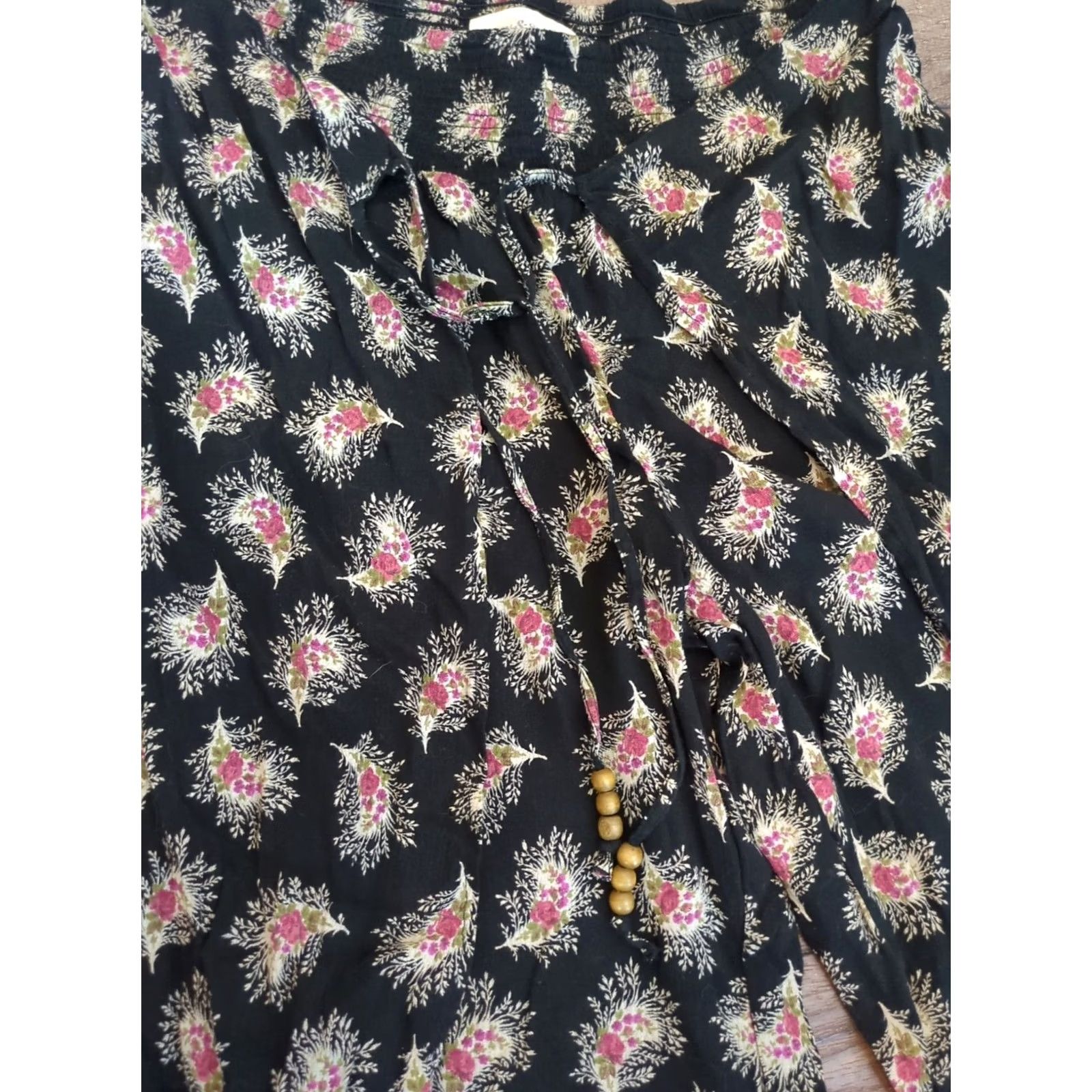 Vintage Denim & Supply Ralph Lauren Pants Wide-Leg Harem Beaded Bow Black Cotton Viscose Ladies S Regular Bohemian Casual/Night Out Ladies Size 28" / US 6 / IT 42 - 3 Thumbnail
