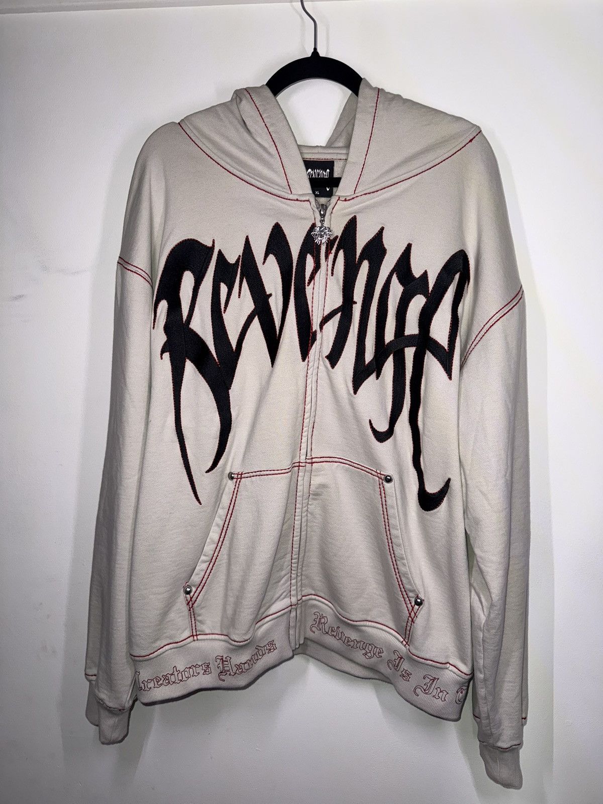 Revenge Revenge contrast skull embroidered zip cement Xl Size US XL / EU 56 / 4 - 1 Thumbnail