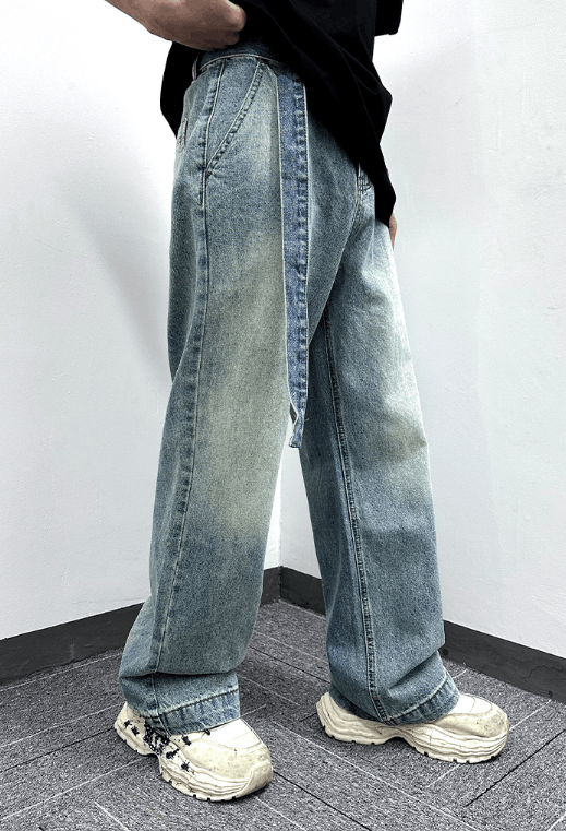 Japanese Brand × Vintage Vintage washed loose versatile wide-leg jeans with belt Size US 32 / EU 48 - 2 Thumbnail