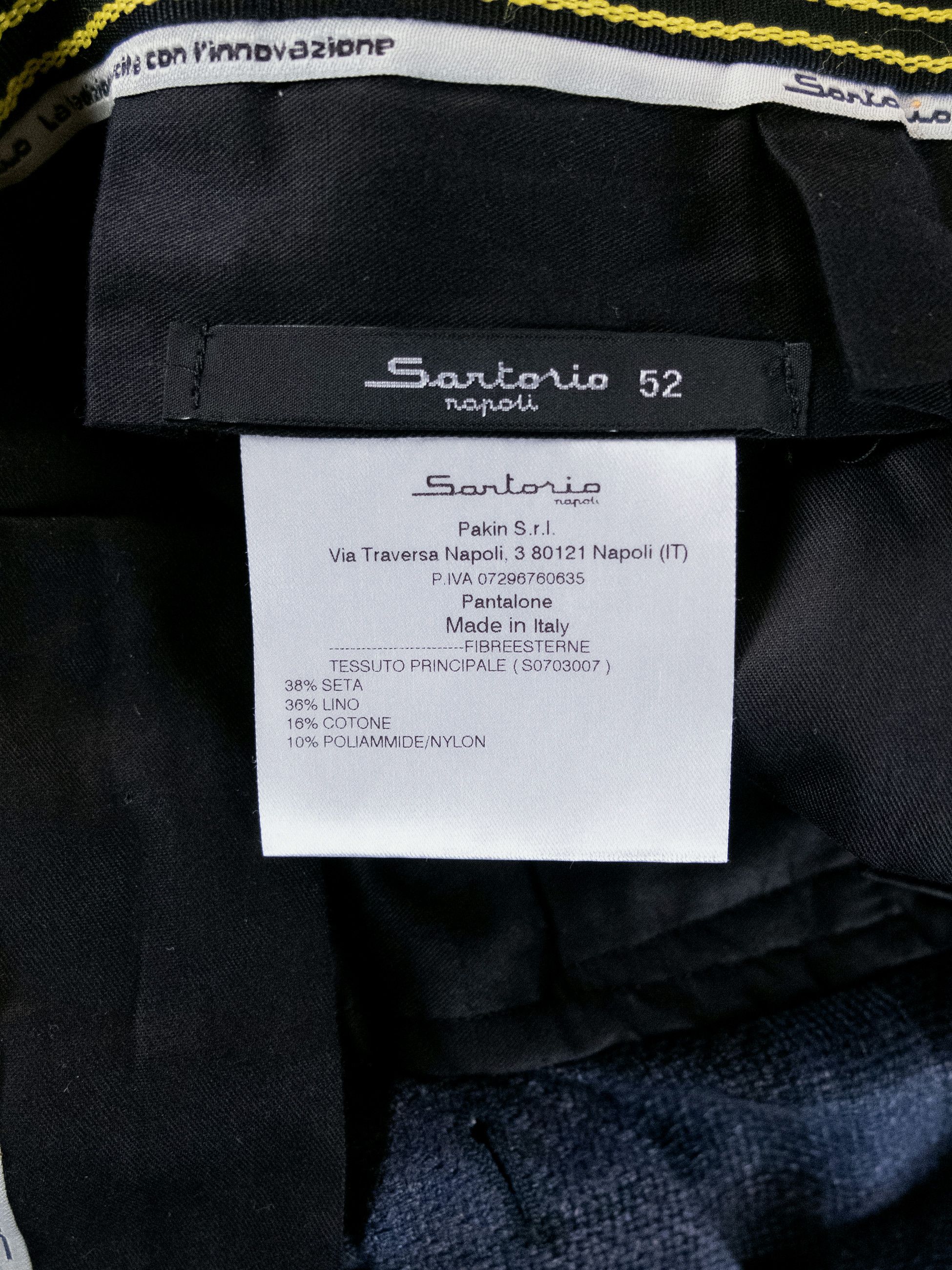 SARTORIO SARTORIO blue double pleated silk linen cotton pants Size 36 Size US 36 / EU 52 - 5 Thumbnail
