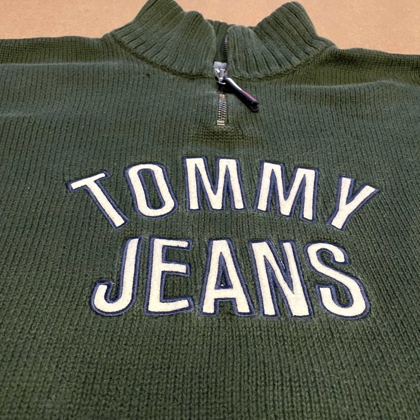 Tommy Hilfiger Tommy Hilfiger Sweater Mens XL Green Tommy Jeans Half Zip Pullover Retro Knit Size US XL / EU 56 / 4 - 3 Thumbnail