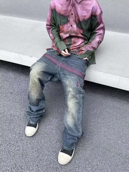 Japanese Brand × Jean High street washed distressed bullet embroidered jeans Size US 32 / EU 48 - 3 Thumbnail