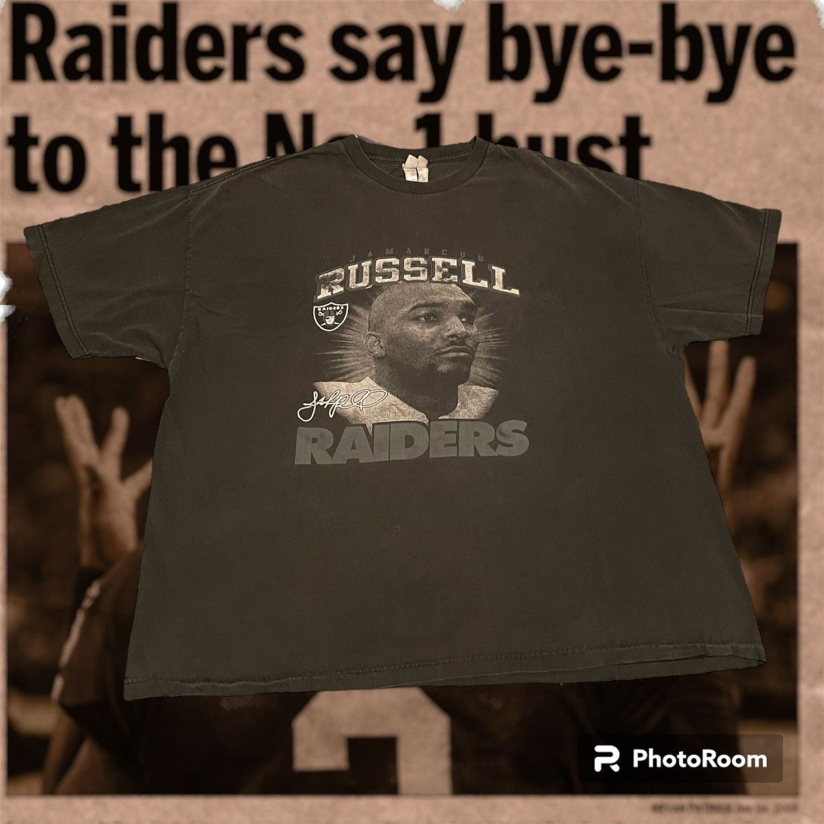 image of Nfl Jamarcus Russell Oakland Raiders Quarterback Tee in Black, Men's (Size 2XL)