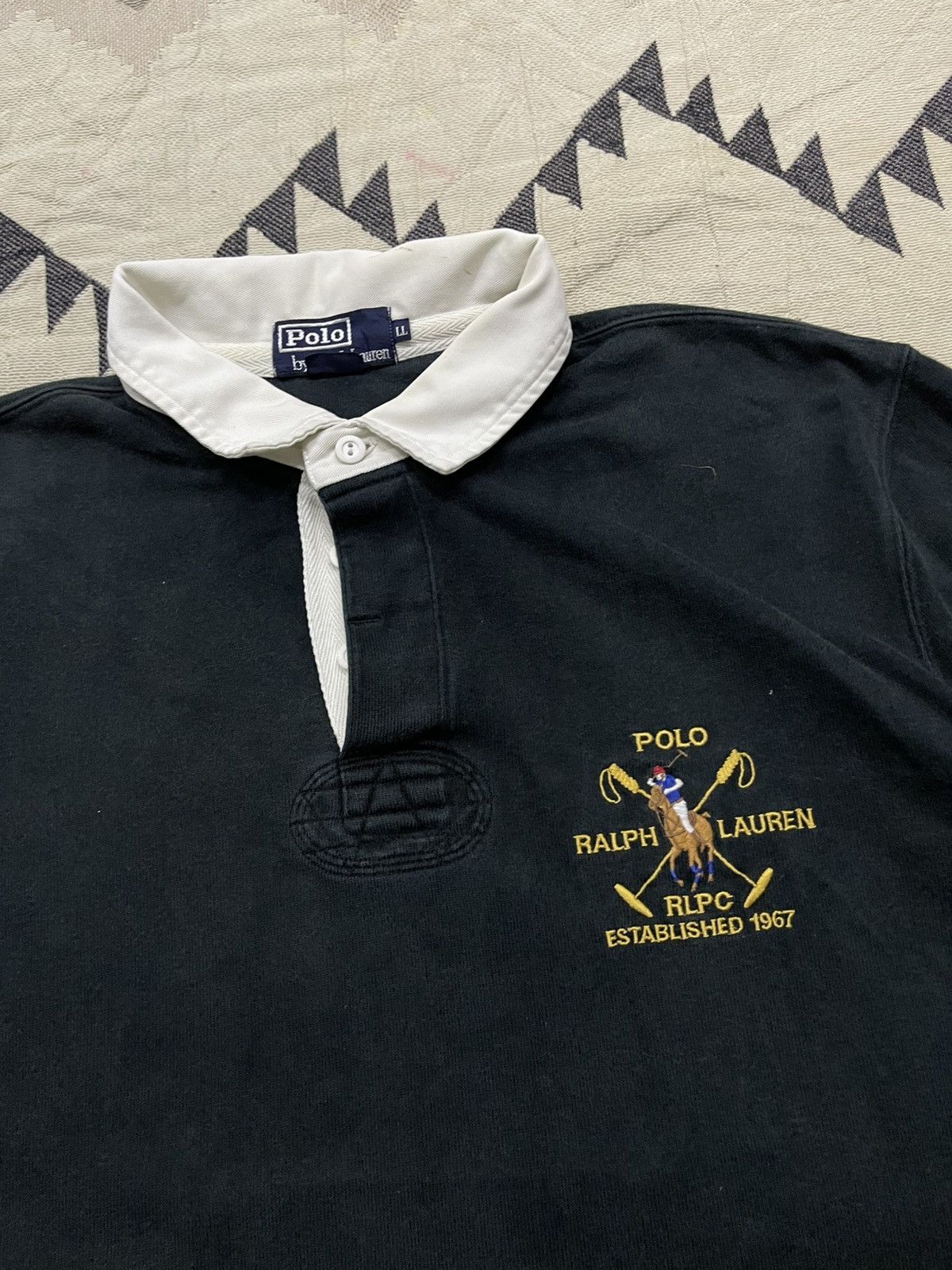 Polo Ralph Lauren 90s POLO RALPH LAUREN RUGBY NAVY GREEN FADED SHIRT Size US L / EU 52-54 / 3 - 6 Thumbnail