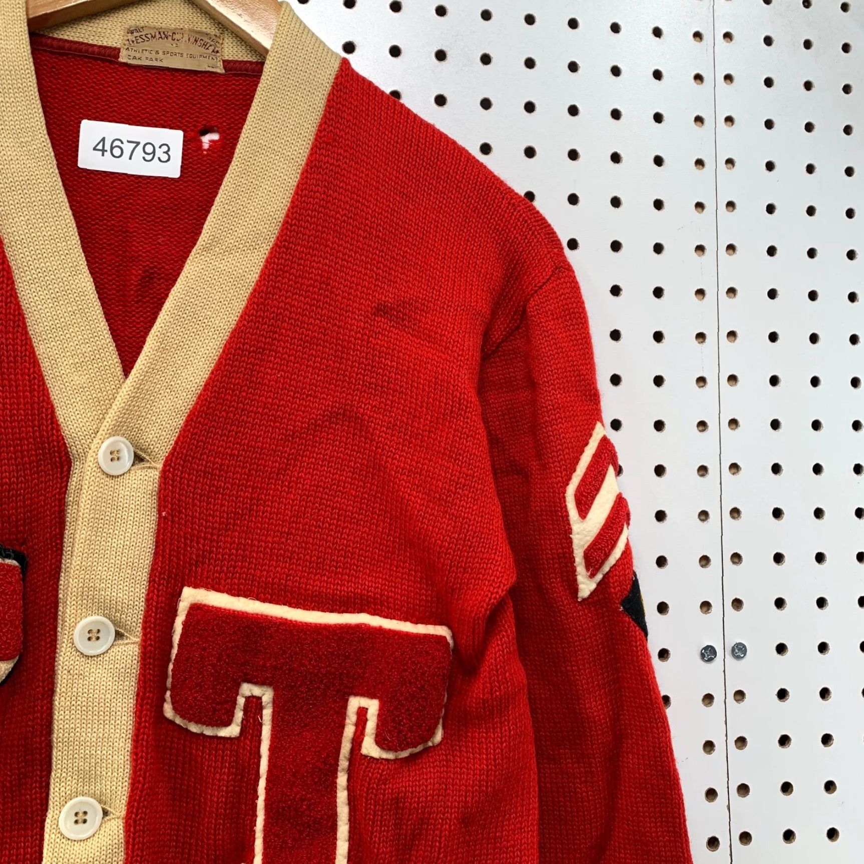 Vintage VINTAGE Wessman Cardigan Wool Letterman Mens M Red 40s Distressed Sweater Size US M / EU 48-50 / 2 - 7 Thumbnail