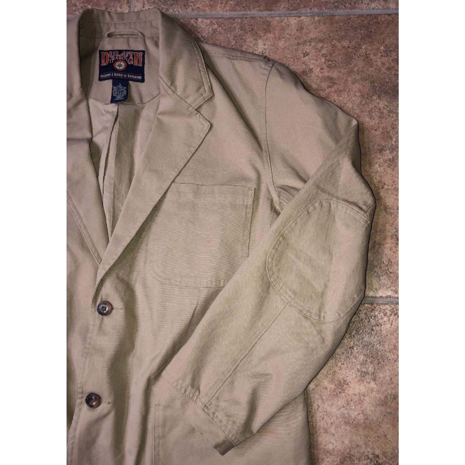 CO Duluth Trading Co Mens Beige Jacket Two Button Front L Regular Cotton Front-Button Beige Mens Size L Size US L / EU 52-54 / 3 - 2 Thumbnail