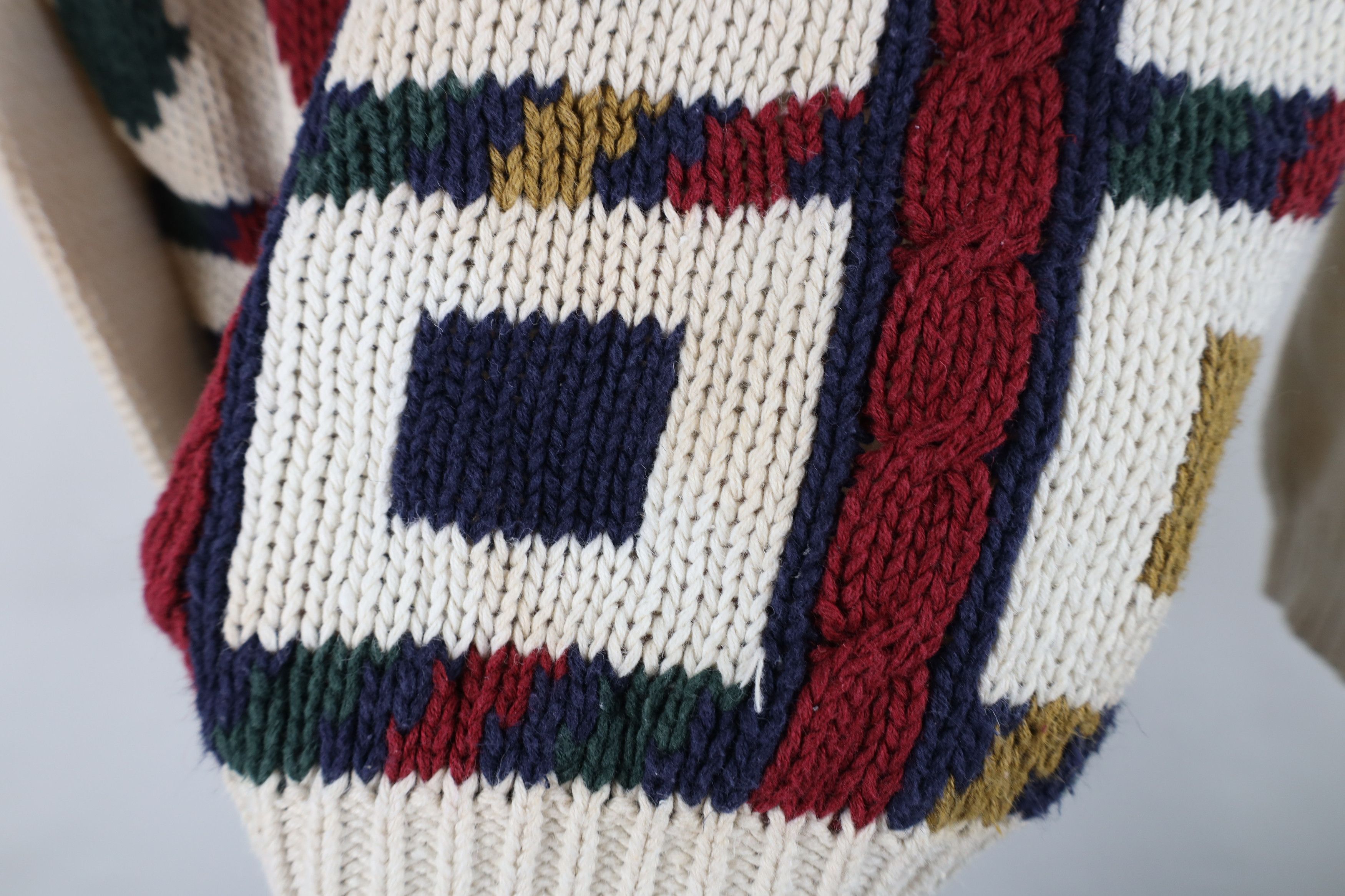 Vintage Vintage 90s Coogi Style Rainbow Checkered Cable Knit Sweater Size M / US 6-8 / IT 42-44 - 4 Thumbnail