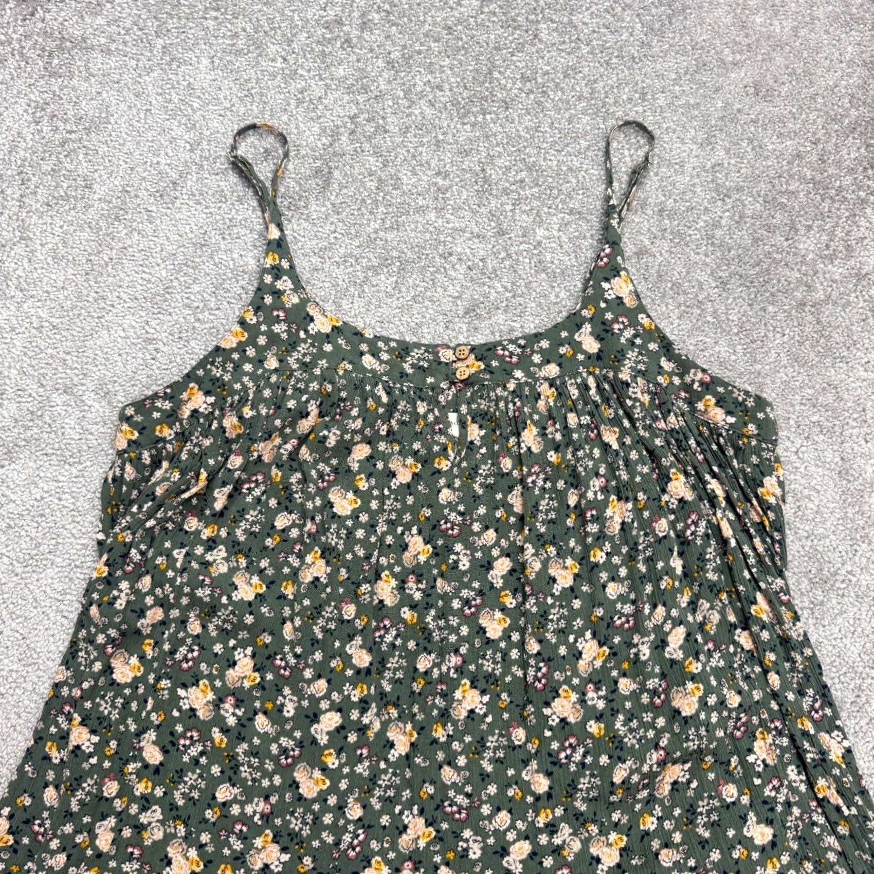 Vintage Easel Green Floral Spaghetti Rayon Sundress Womens Medium Midi? Size L / US 10 / IT 46 - 3 Thumbnail