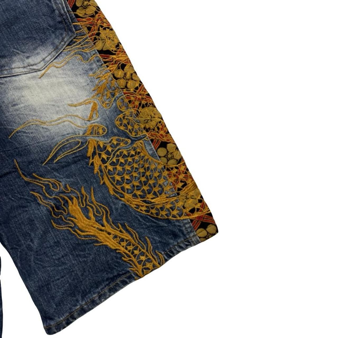 Karakuri Tamashii Karakuri Tamashii Embroidered Dragon Denim Shorts - Waist 30 Size US 30 / EU 46 - 6 Thumbnail