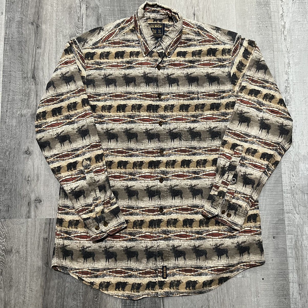 Woolrich Woolen Mills John Woolrich And Bros Aztec Bear & Moose Long Sleeve Shirt Size US L / EU 52-54 / 3 - 1 Thumbnail