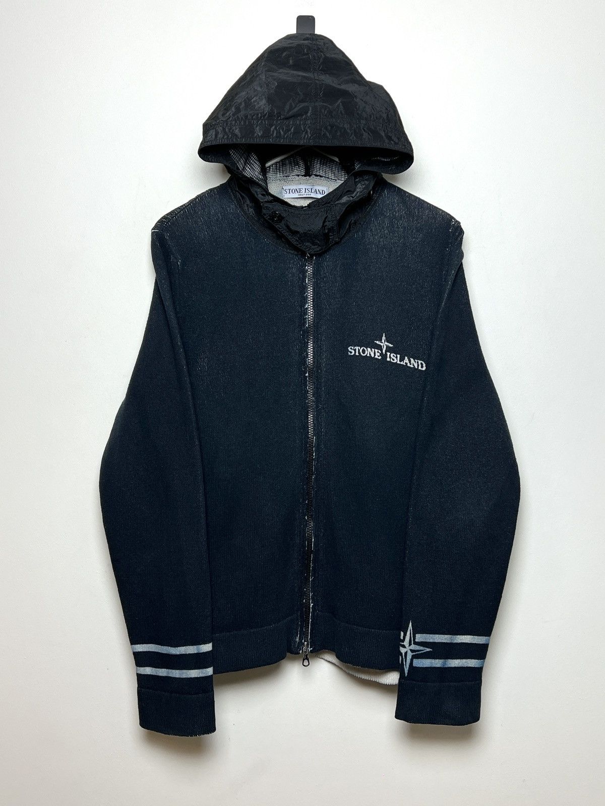 Stone Island stone island y2k navy cotton hoodie shimmer nylon hood Size US M / EU 48-50 / 2 - 1 Thumbnail