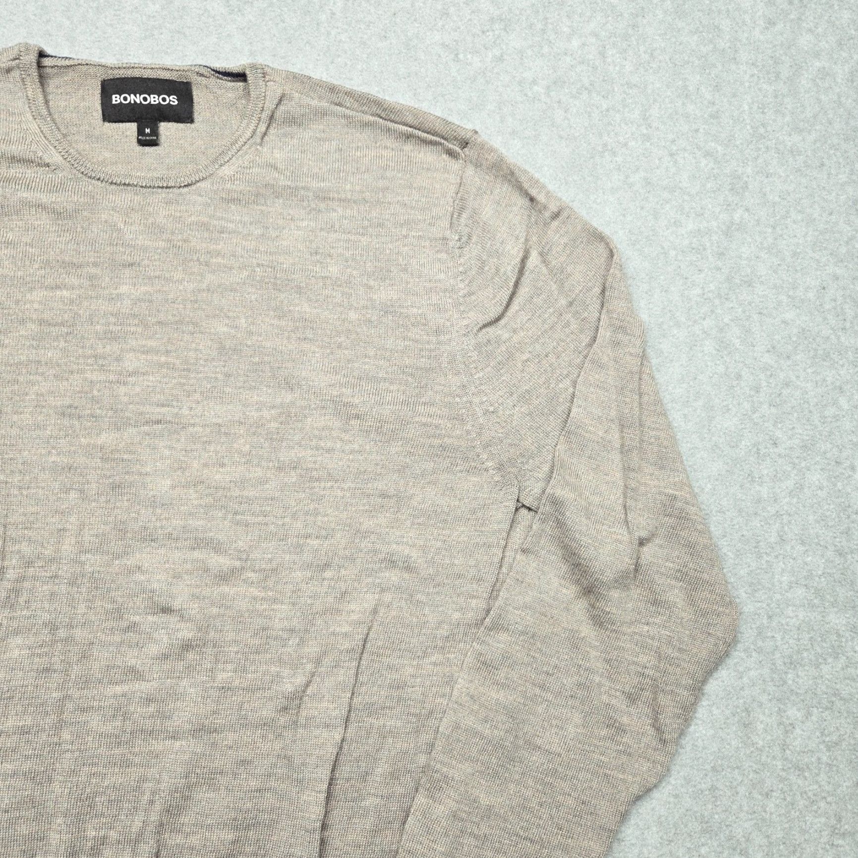 Bonobos Bonobos Sweater Mens Medium Beige Merino Wool Crewneck Pullover Lightweight Knit Size US M / EU 48-50 / 2 - 5 Thumbnail