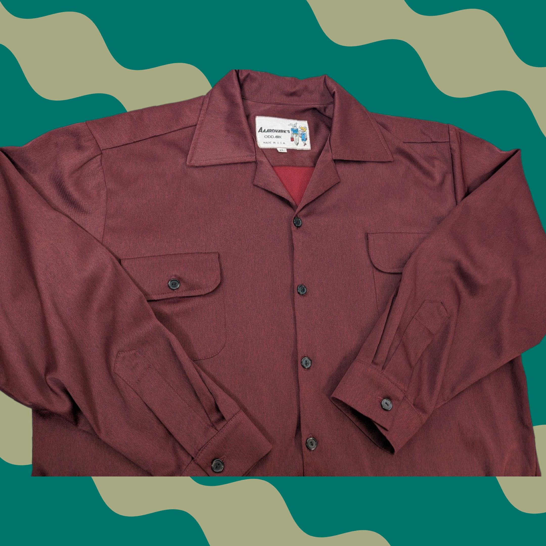 Vintage VINTAGE Aaardvarks Button-Front Shirt XL Burgundy Men’s Pajama Top Long Sleeve 1970s Size US XL / EU 56 / 4 - 1 Thumbnail