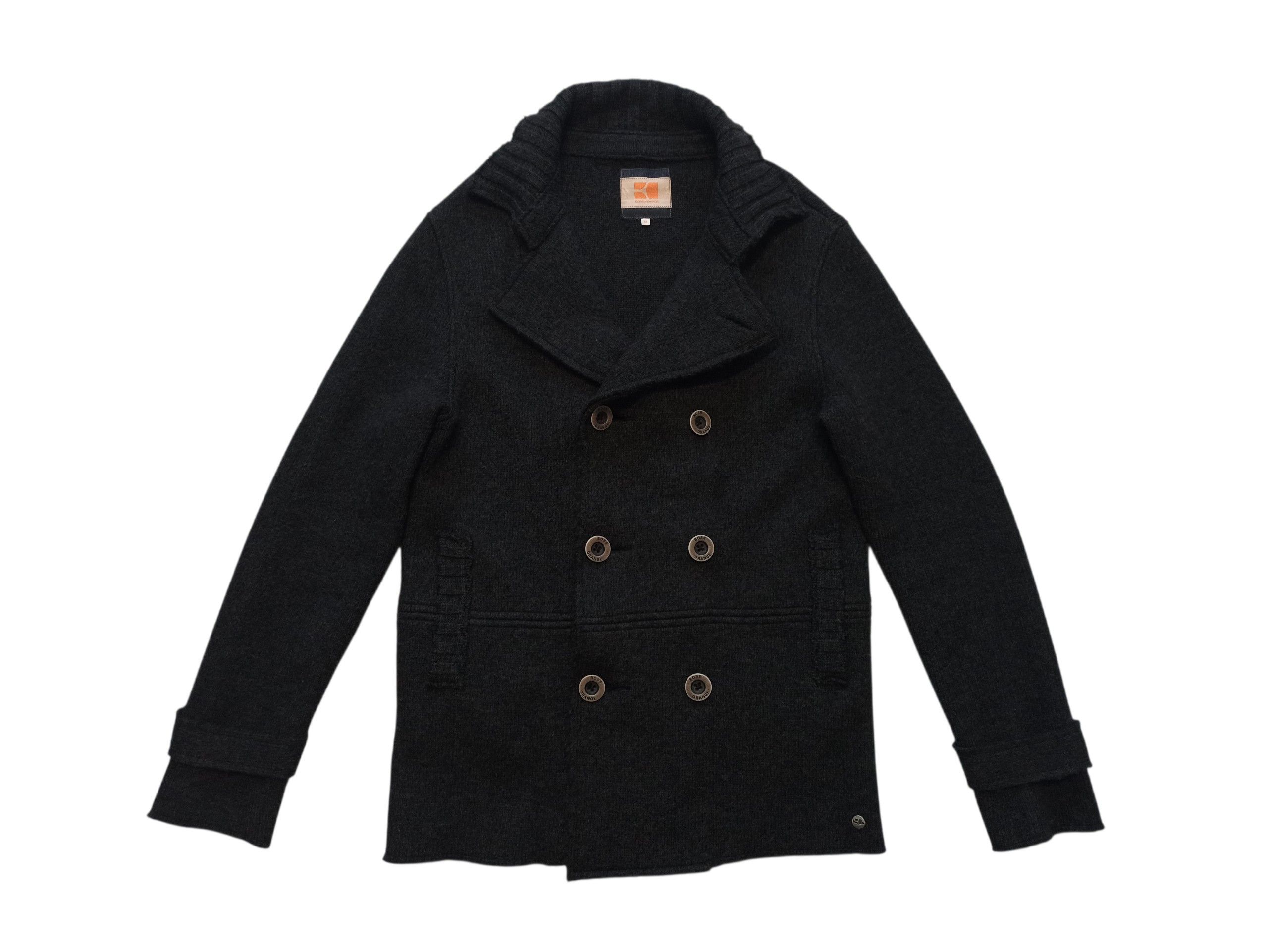 Hugo Boss Hugo Boss Double Breasted Knitted Wool Grey Short Coat Size US M / EU 48-50 / 2 - 1 Thumbnail