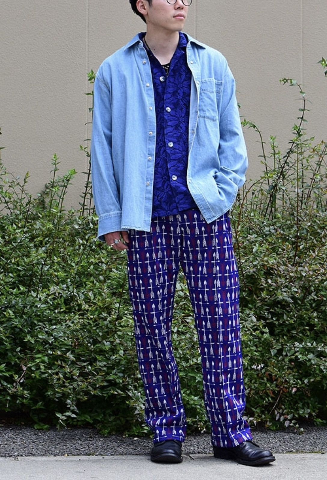 Needles !DS! DS23 Needles "Arrows" Butterfly Logo Blue Track Pants Size US 32 / EU 48 - 3 Thumbnail