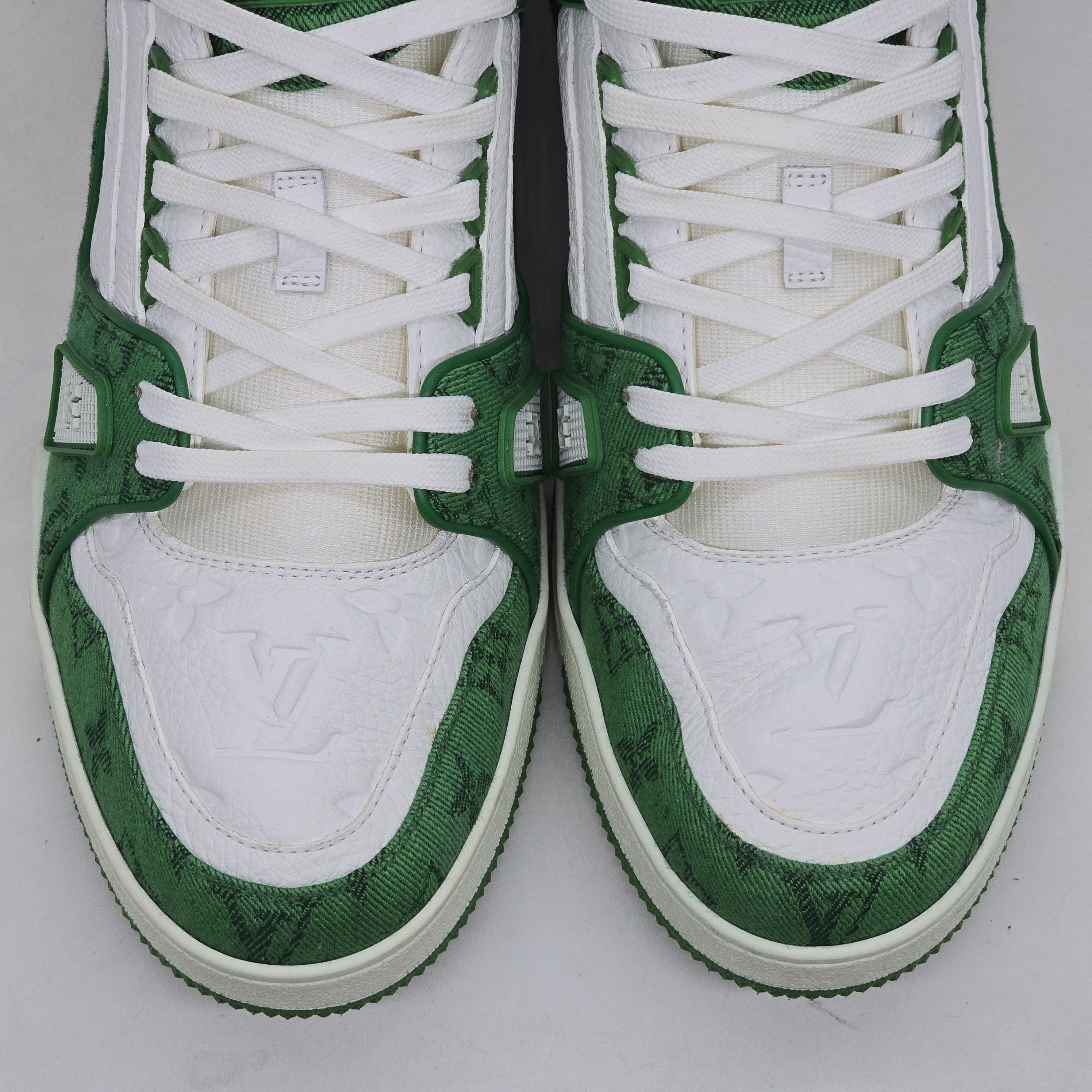 Louis Vuitton Louis Vuitton - Green Denim Monogram White Trainers Size US 10 / EU 43 - 4 Thumbnail