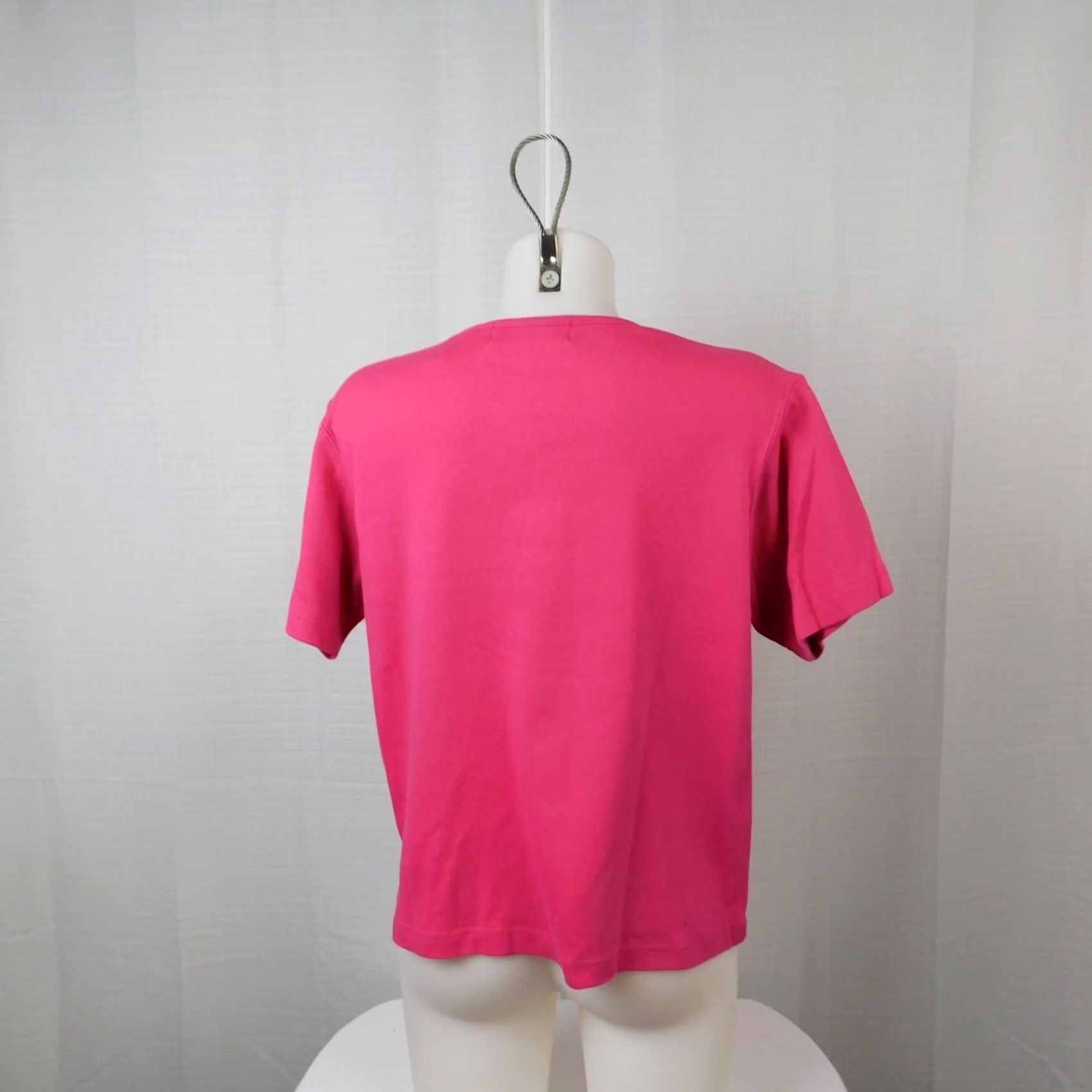 Vintage Karen Scott Cotton Rich Short Sleeve Crew Neck Knit Henley Top Pink L Women Shirt Casual Knit Mens Womens Girls Size L / US 10 / IT 46 - 3 Thumbnail