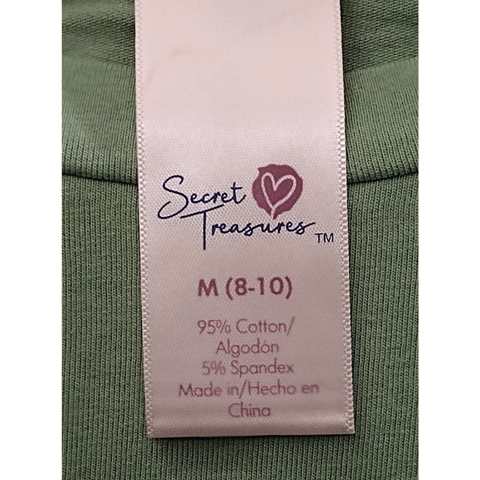 Vintage Secret Treasures Women's T-Shirt Feeling Fine Green M 8-10 Cotton Blend Short Sleeve Crew Neck Basic Casual All Seasons Womens Size M / US 6-8 / IT 42-44 - 6 Thumbnail