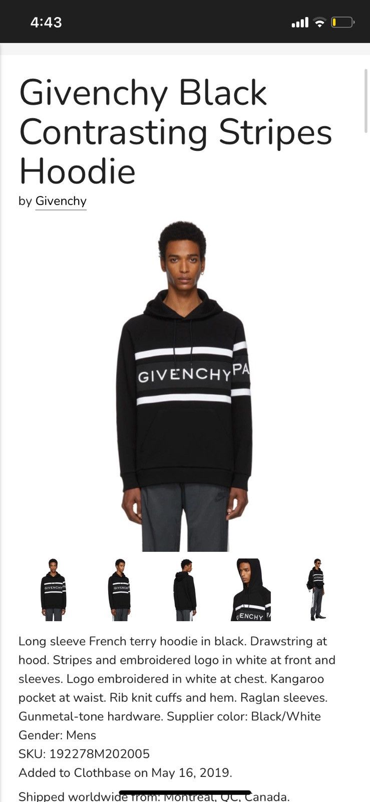 Givenchy Givenchy Paris Hoodie - Black - Small - Retail $1220 Size US S / EU 44-46 / 1 - 6 Thumbnail