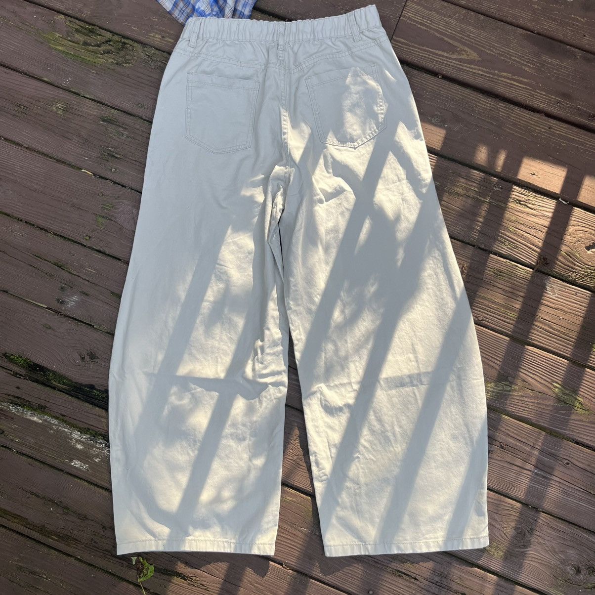 Cream wide leg pants with attachable handkerchief