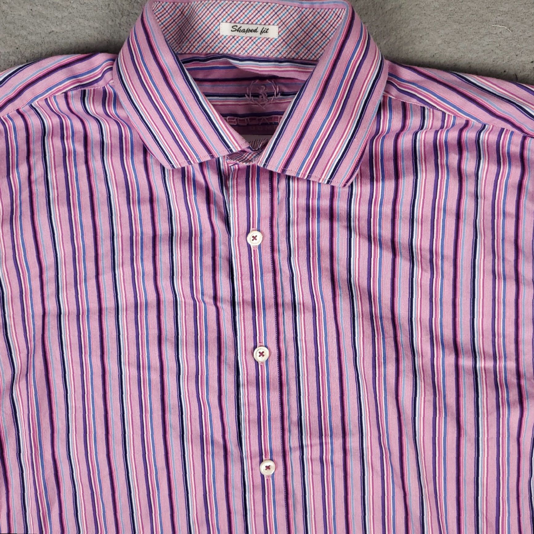 BUGATCHI Bugatchi Uomo Shirt Mens Large Pink Striped Button-Up Long Sleeve Cotton Classic Modern Mens Size US L / EU 52-54 / 3 - 2 Thumbnail
