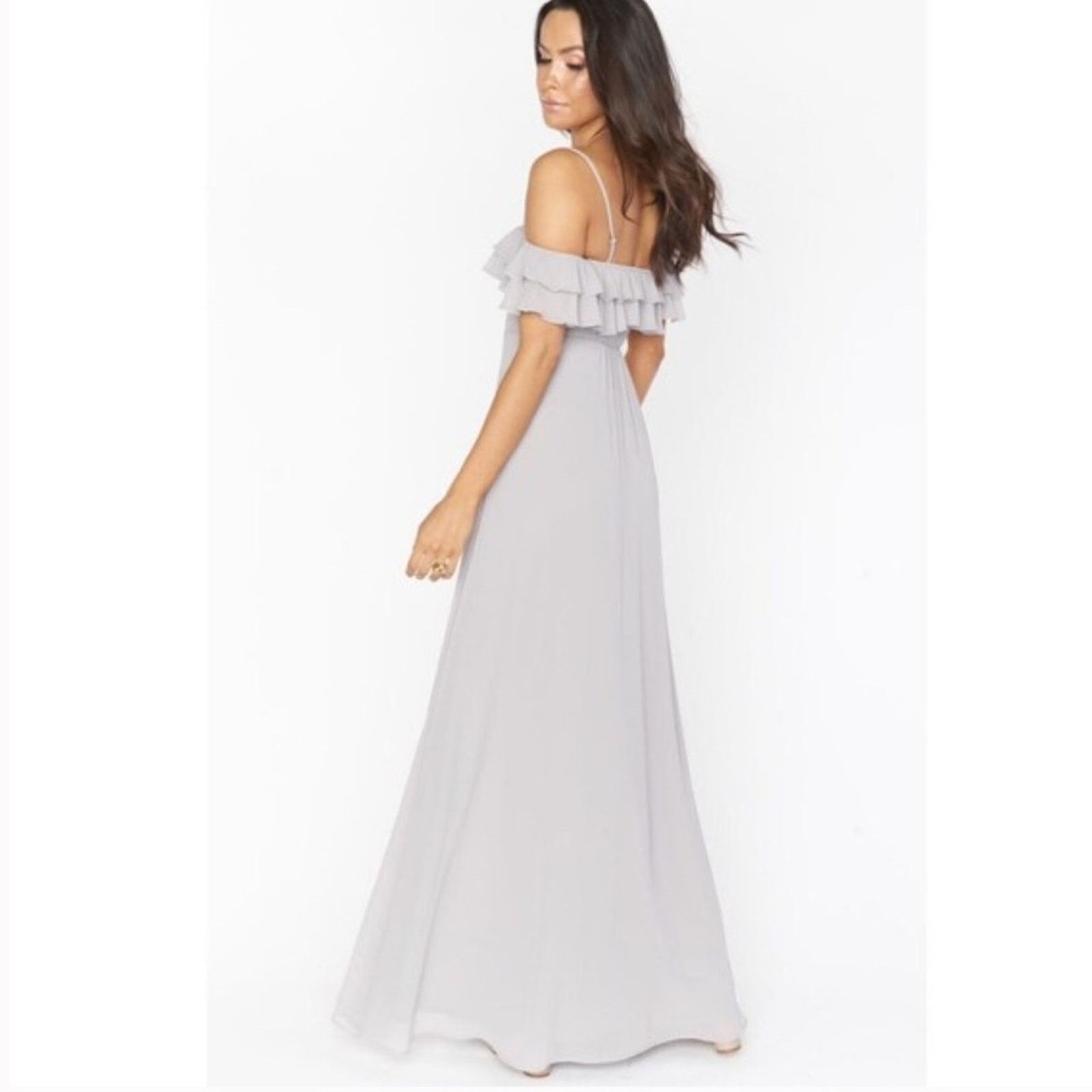 Show Me Your MuMu Show Me Your Mumu Emma Ruffle Maxi Dove Gray Sz Bridesmaid M Size M / US 6-8 / IT 42-44 - 3 Thumbnail