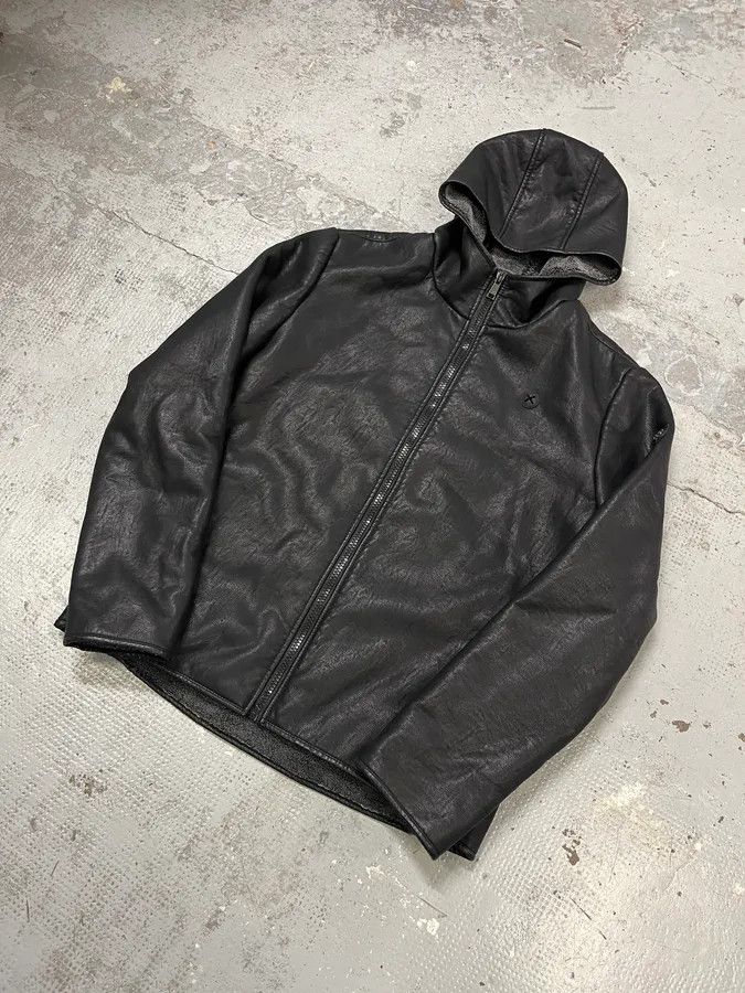 Roberto Cavalli 2010s Roberto Cavalli Black Leather Hooded Jacket Size US L / EU 52-54 / 3 - 4 Thumbnail