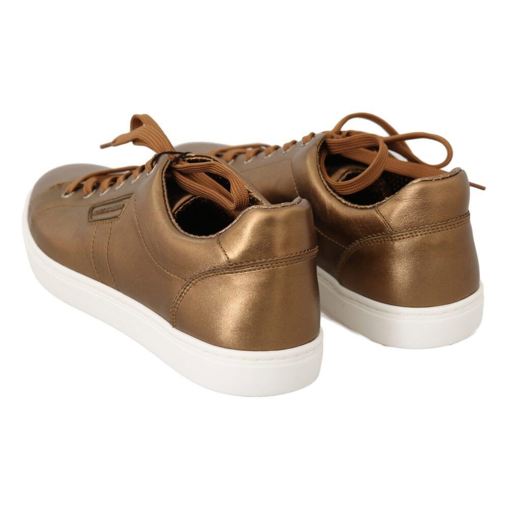 Dolce & Gabbana Dolce & Gabbana Golden Metallic Leather Sneakers Size US 6 / EU 39 - 2 Thumbnail