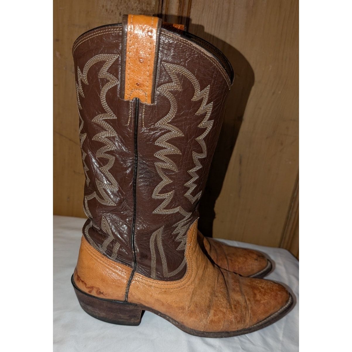 Dan Post Vintage Bona Allen Cowboy Boots Ostrich Leather Western 8D Size US 8 / EU 41 - 2 Thumbnail