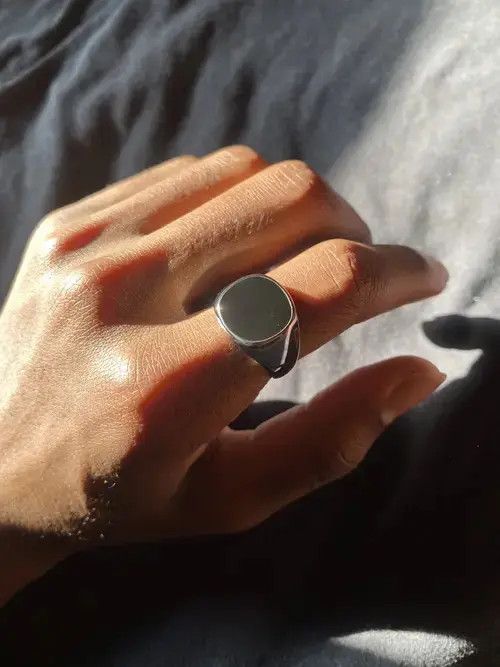 Jewelry Stainless Steel Black Gem Ring Size ONE SIZE - 2 Thumbnail