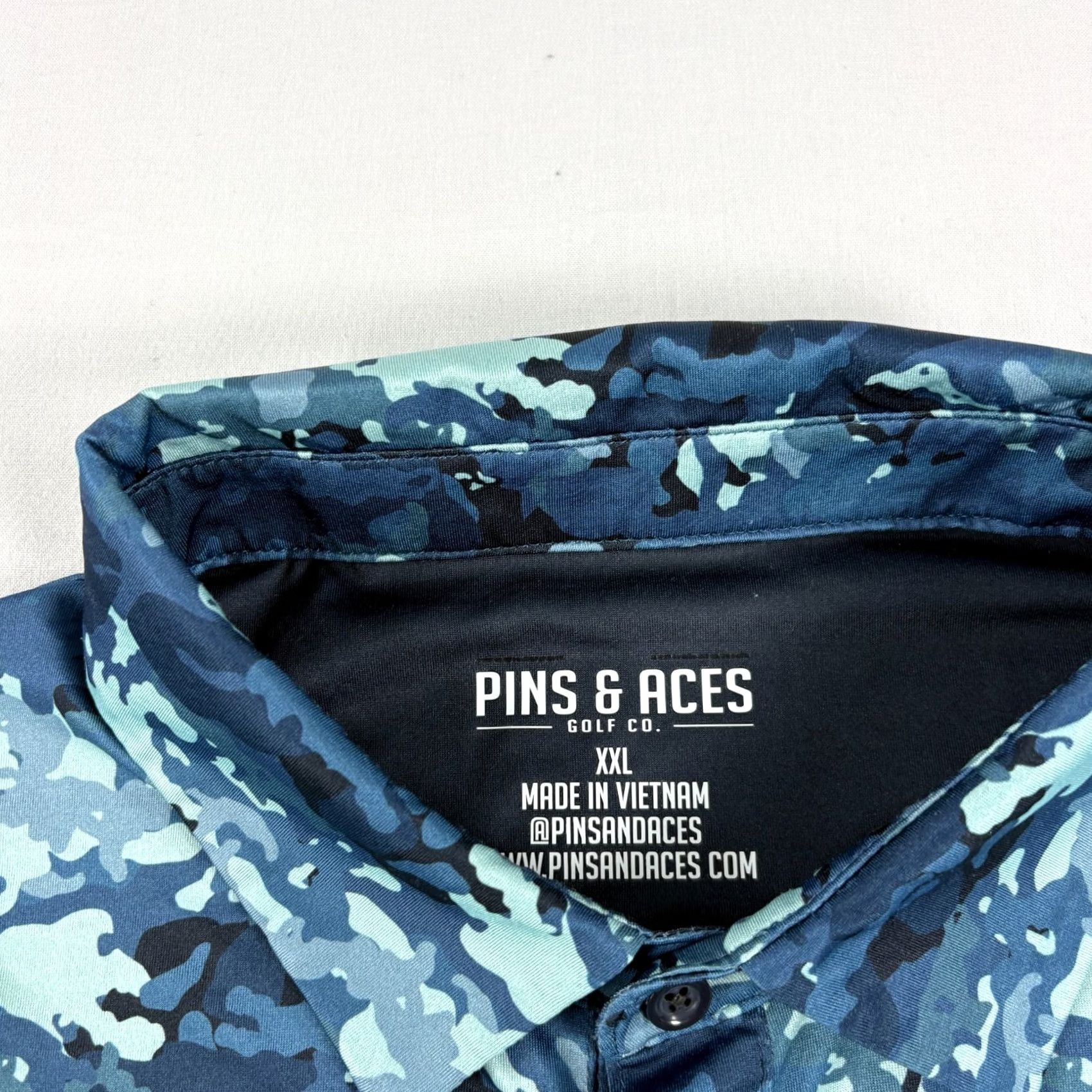 Vintage Aces Pins Polo Shirt Mens 2XL Blue Camo Golf Performance Stretch Shirt Size US XXL / EU 58 / 5 - 4 Thumbnail