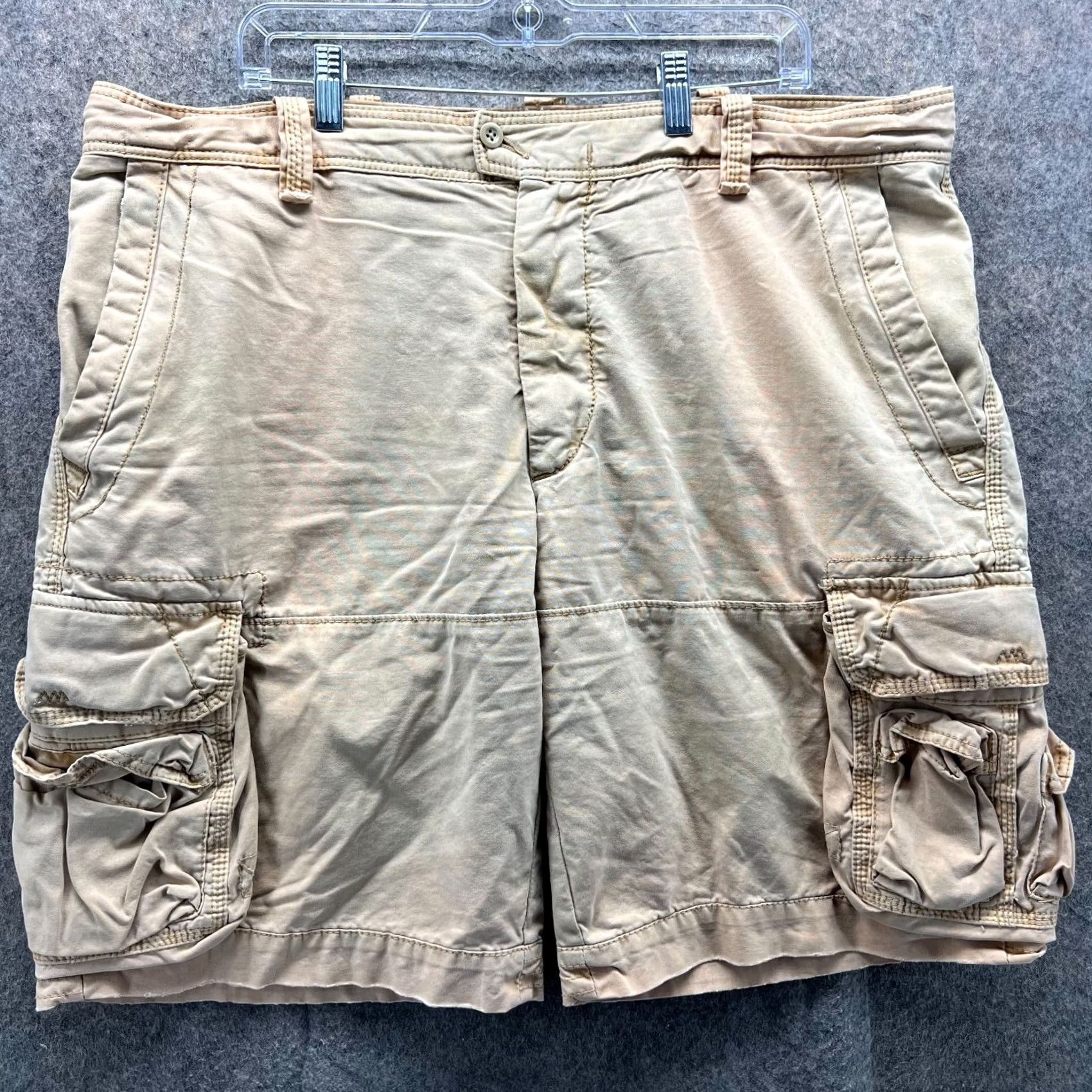 Polo Ralph Lauren VINTAGE Polo Ralph Lauren Shorts Mens 40 Khaki Cargo Tan Beige Cotton Fadded Cargo Pocket Canvas Button Front Retro Buttoned Size US L / EU 52-54 / 3 - 2 Thumbnail