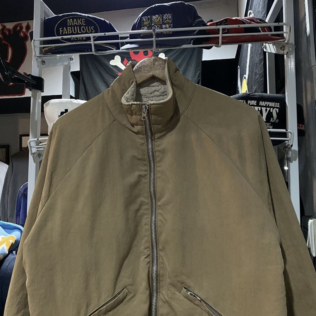 Japanese Brand Private Brand AG High Neck Sherpa Lined Bomber Jacket Khaki Size US L / EU 52-54 / 3 - 4 Thumbnail