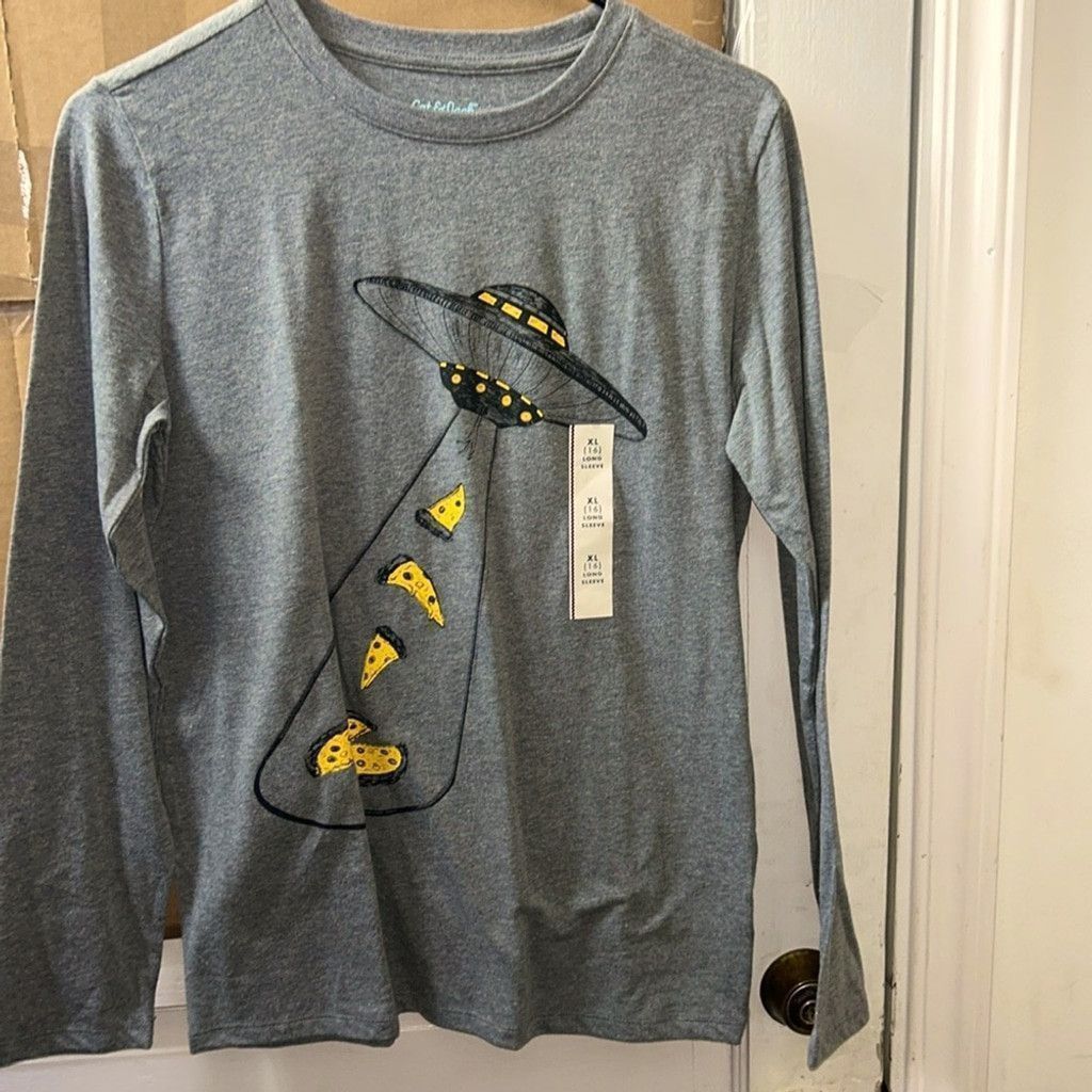 Jack & Jones Cat & Jack Boys Gray Long Sleeve Pizza Spaceship NWT Size US S / EU 44-46 / 1 - 1 Thumbnail