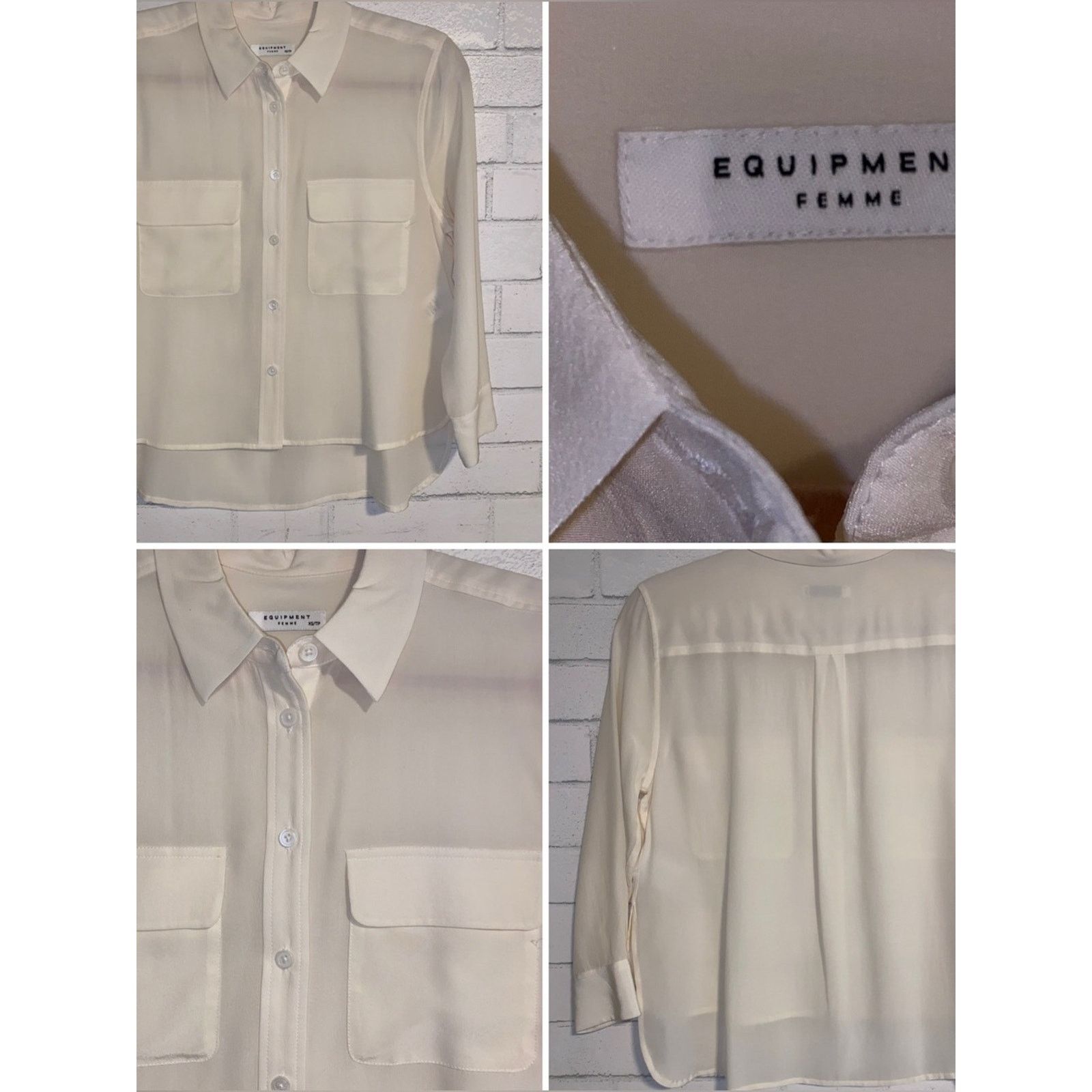 Equipment Equipment Femme $250 100% Silk Ivory Cream Blouse Crop XS Size XS / US 0-2 / IT 36-38 - 1 Thumbnail