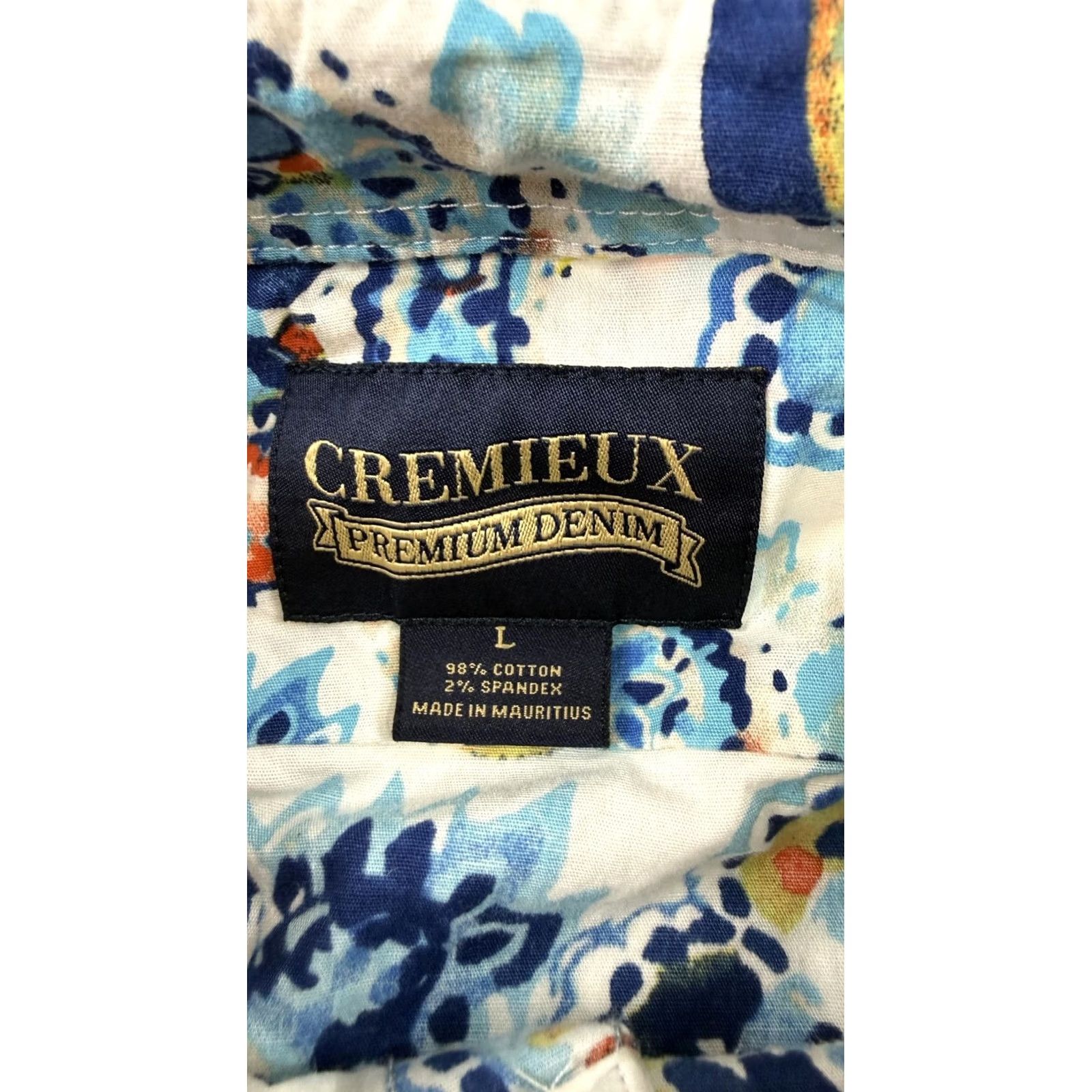 Cremieux Cremieux Shirt Mens Large White Blue Paisley Print Long Sleeve Stretch Cotton Size US L / EU 52-54 / 3 - 4 Thumbnail