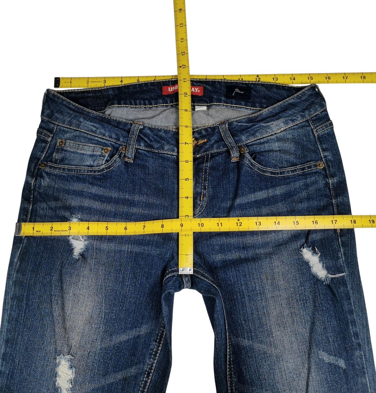 UNIONBAY Unionbay Slim Thigh Flare Legs Distressed Jeans Size 30" / US 8 / IT 44 - 8 Thumbnail