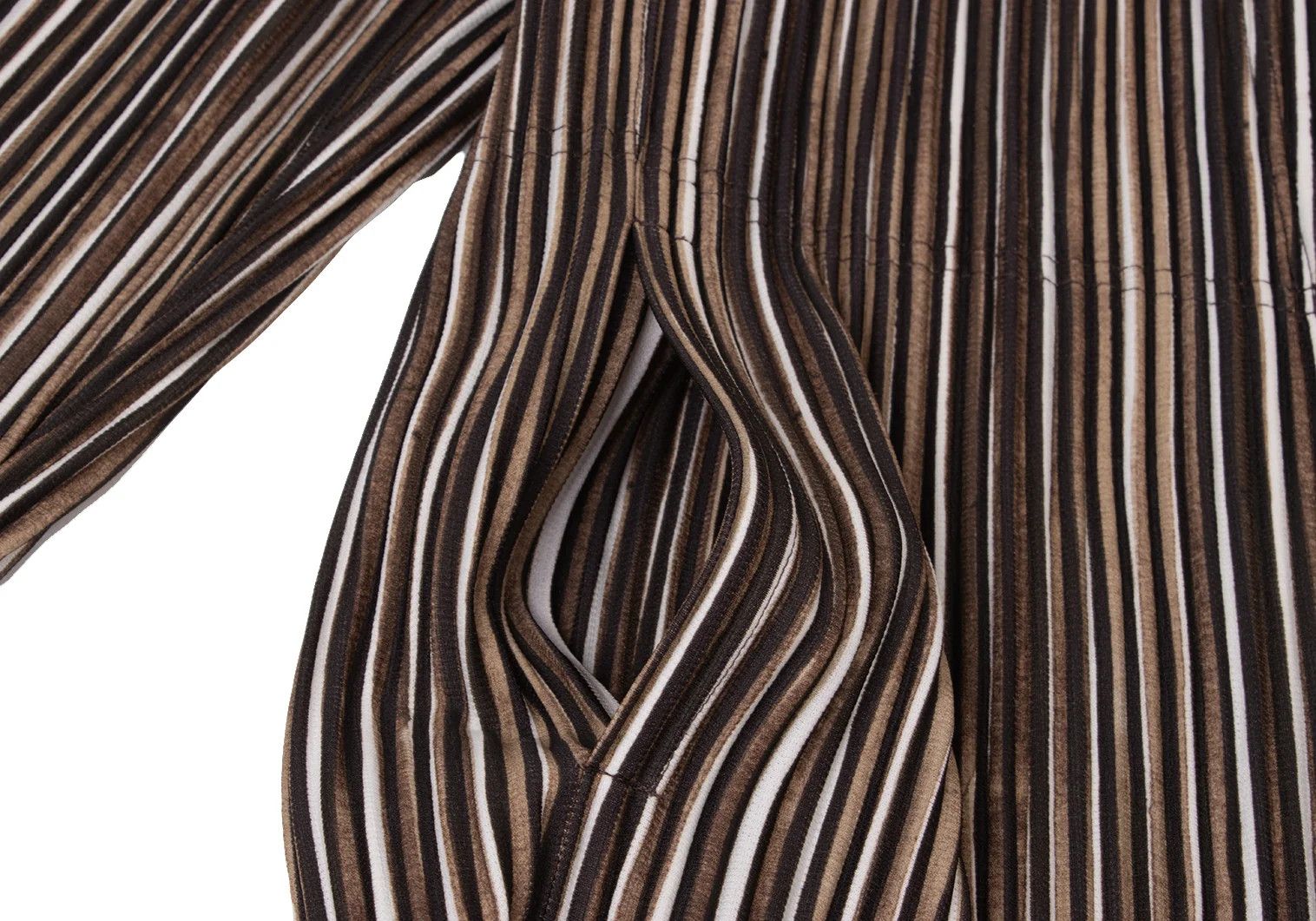 Issey Miyake Stripe Pleats 2B Jacket in Brown, White, and Black Size US S / EU 44-46 / 1 - 10 Thumbnail
