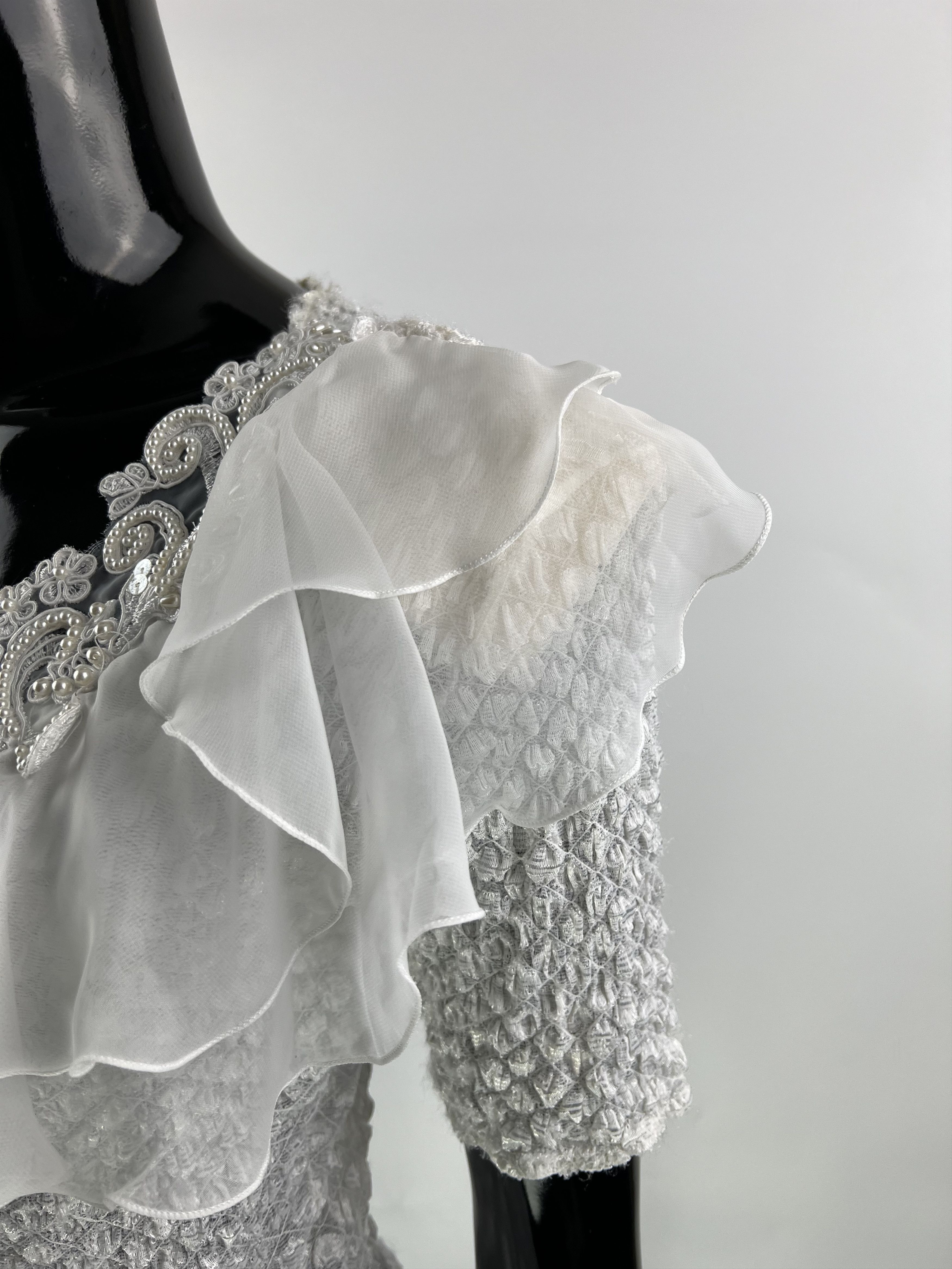 Designer × Vintage Georges Barhel Rufled Rhinestones Short Sleeve Bodysuit S/M Size M / US 6-8 / IT 42-44 - 3 Thumbnail