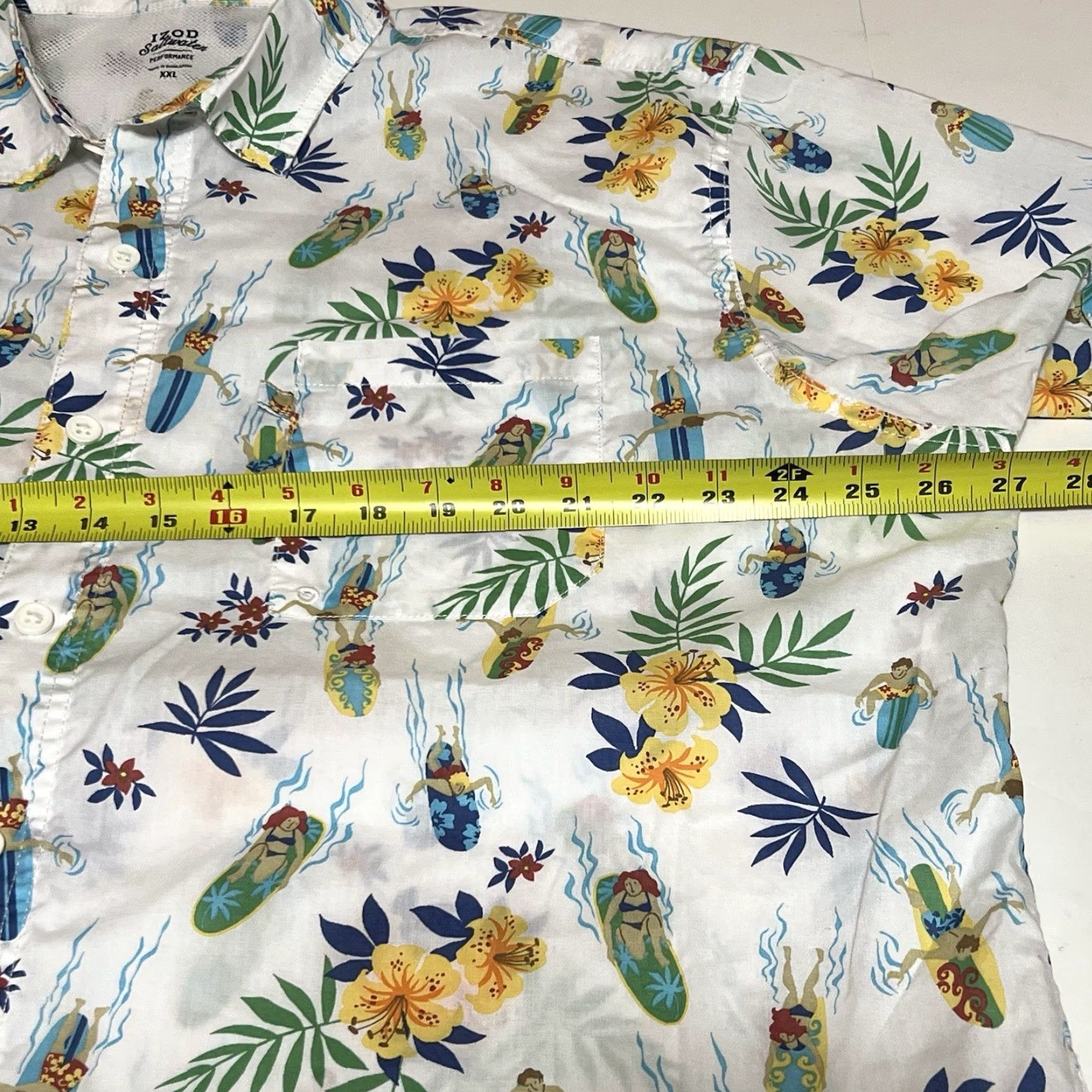 Izod IZOD Saltwater Collection Shirt Short Sleeve Button-Up Men's 2XL Multicolor Floral Surf Beach Hawaii (Regular) Size US XXL / EU 58 / 5 - 5 Thumbnail