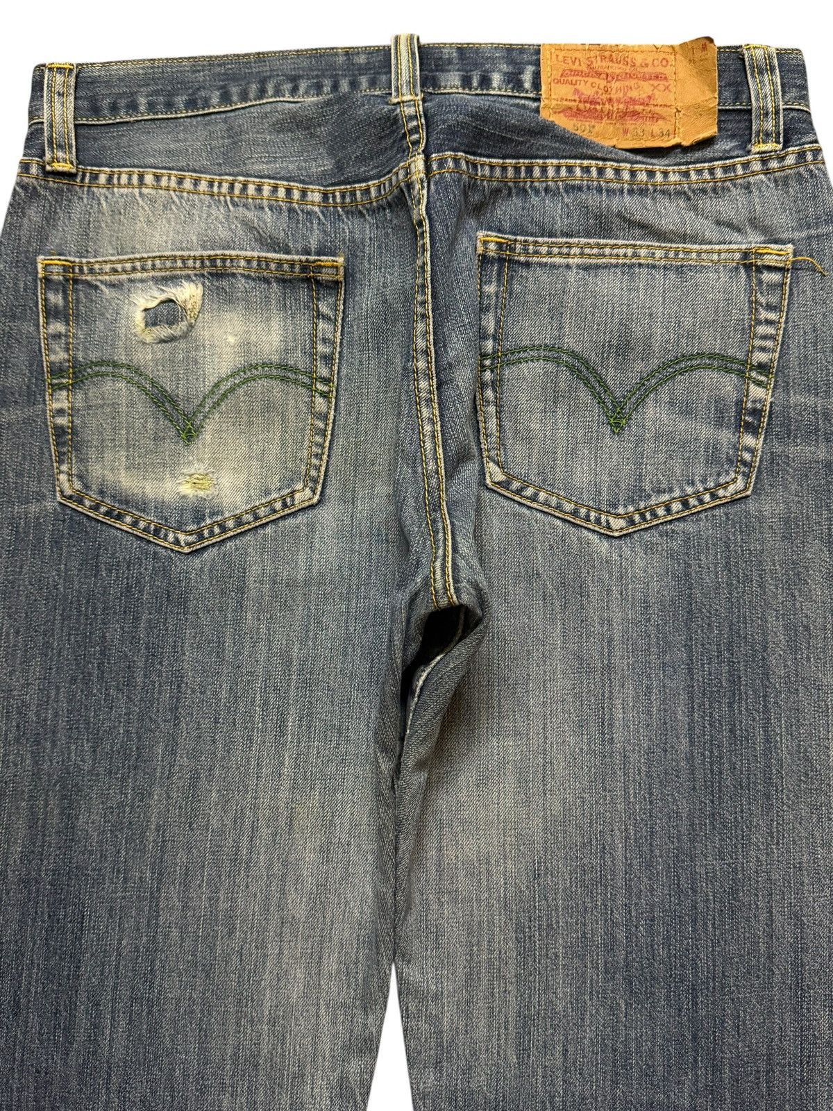 Levi's Vintage Y2K Levis 501 Blue Faded Wash Distressed Wide Leg Size US 32 / EU 48 - 4 Thumbnail