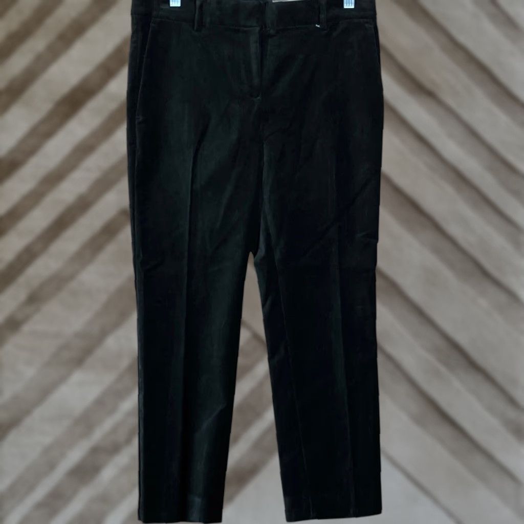 Ann Taylor VINTAGE Ann Taylor Women Pants Black Velvet Petite Mid Rise Slim Ankle Stretch 2P Size 30" / US 8 / IT 44 - 1 Thumbnail