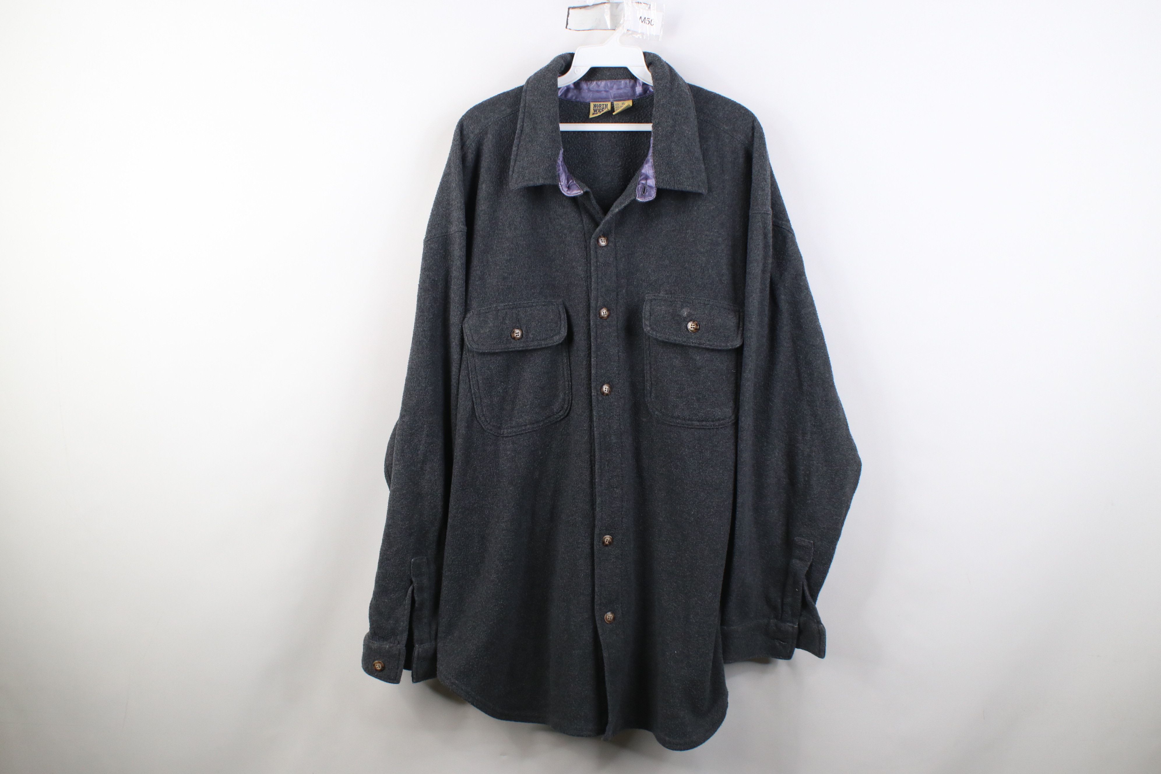 Vintage Vintage 90s Streetwear Baggy Fleece Button Shirt Jacket Jac Size US XL / EU 56 / 4 - 1 Thumbnail