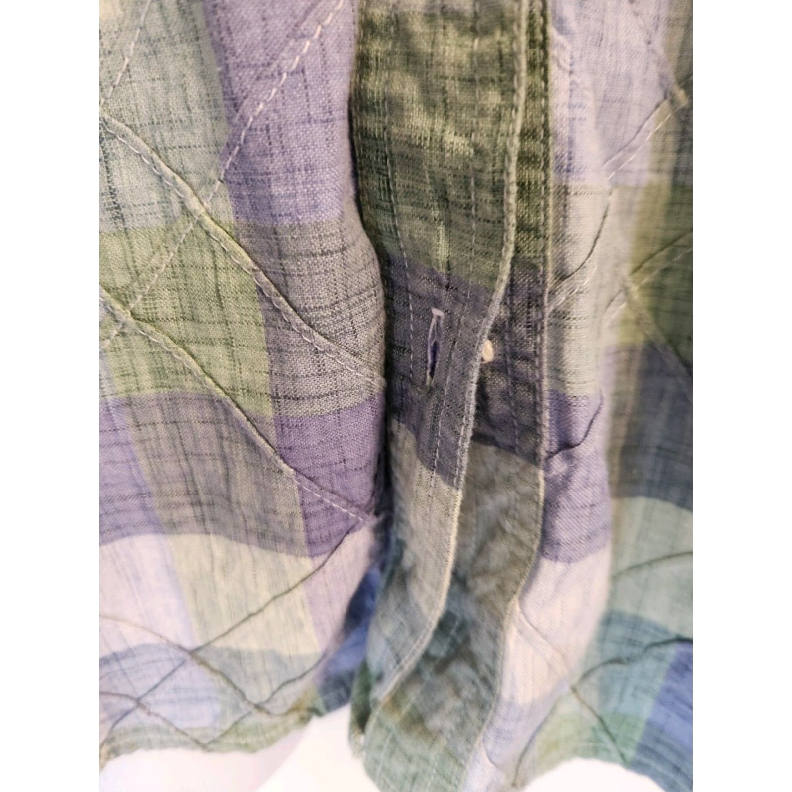 Vintage Classic Elements Shirt Women 20W Plus Size Plaid Lavender Purple Green Button-Up Short Sleeve Casual Shirt womens Size 3XL / US 20-22 - 5 Thumbnail