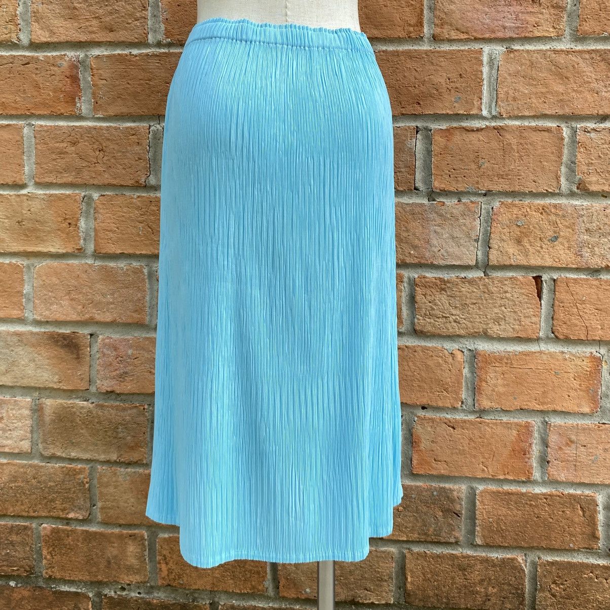 Coneco Sky Blue Pleated Elastic-Waist Skirt